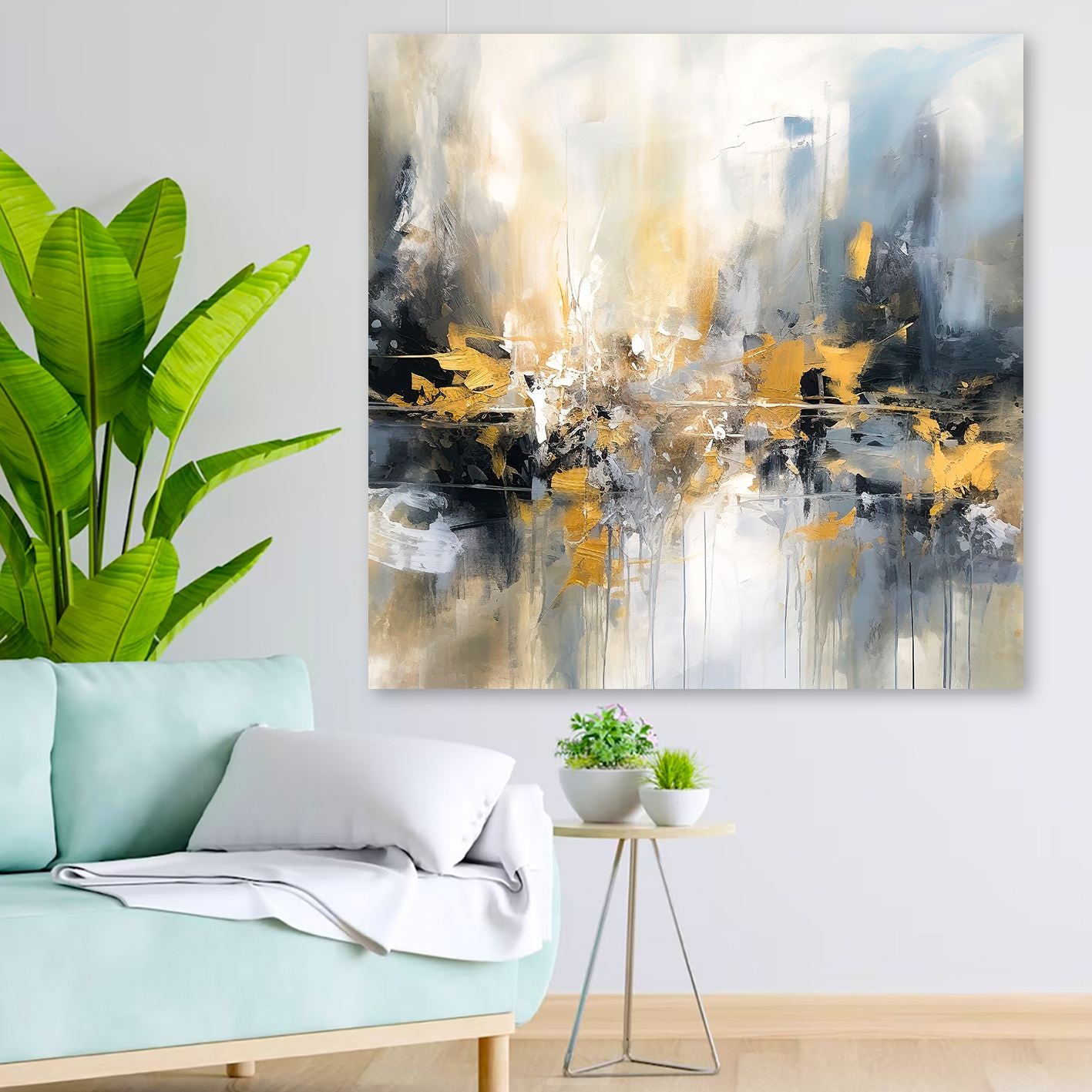 Quadro em Tela Decorativo Multicolor 140x140 cm com Moldura 100% Madeira (3–4 cm) – DEV10703-140140