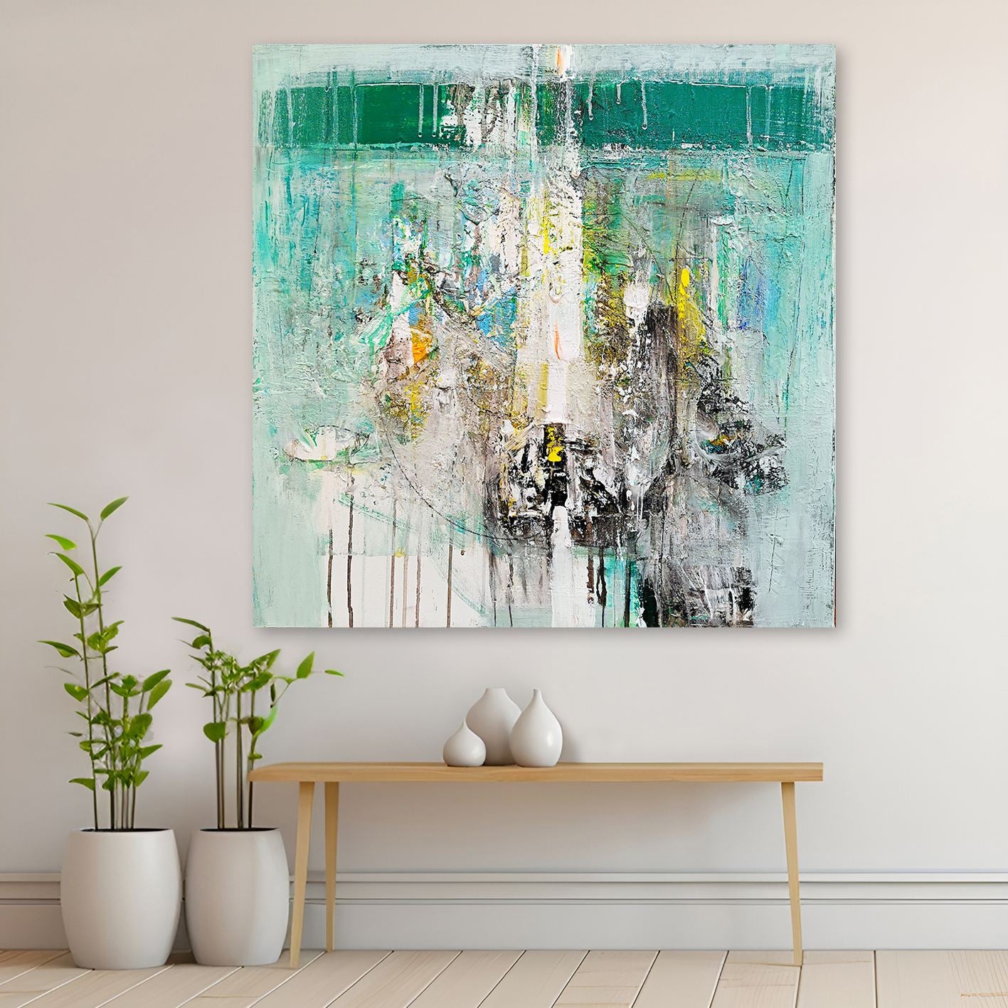 Quadro em Tela 100% com Moldura 100% Madeira (3–4 cm), Multicolor, 140 x 140 cm