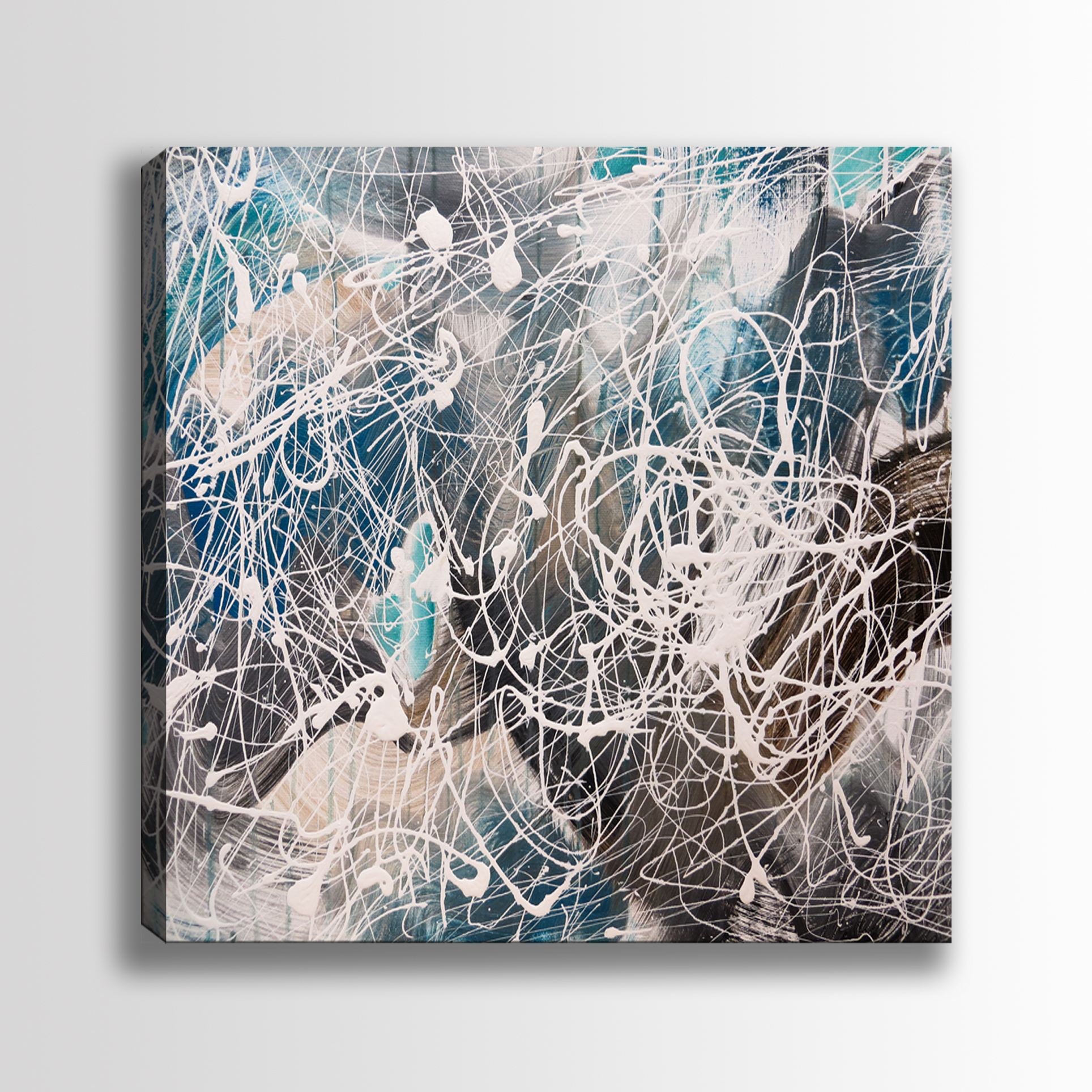 Quadro em Canvas Decorativo Multicolor 140 x 140 cm com Moldura de Madeira (3–4 cm) – DEV10699-140140