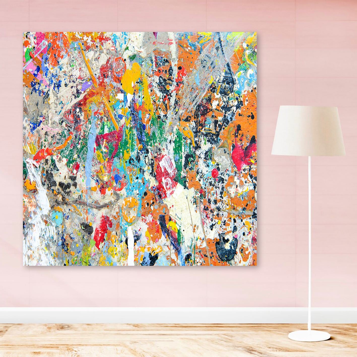 Quadro Decorativo em Tela Multicolor 140 x 140 cm – 100% Tela, Moldura de Madeira 3–4 cm