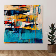 Quadro Decorativo em Tela Canvas Multicolorido 140 x 140 cm com Moldura de Madeira (Esp. 3–4 cm) – DEV10696-140140