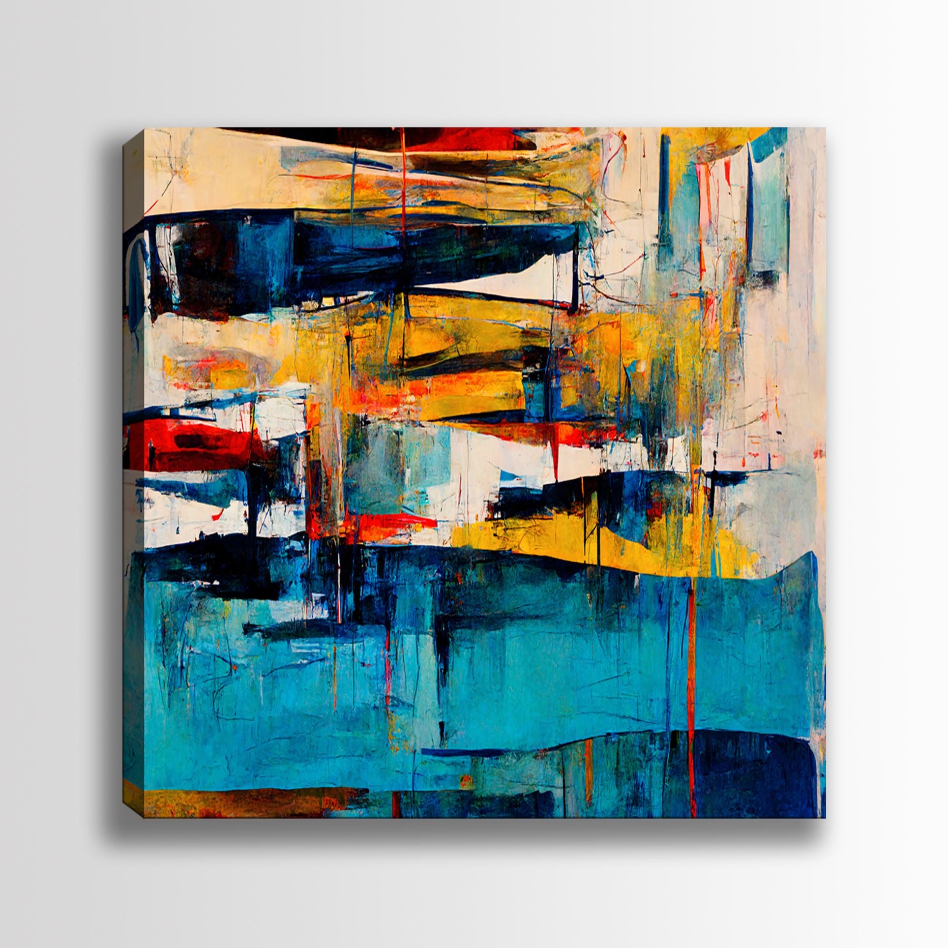 Quadro Decorativo em Tela Canvas Multicolorido 140 x 140 cm com Moldura de Madeira (Esp. 3–4 cm) – DEV10696-140140