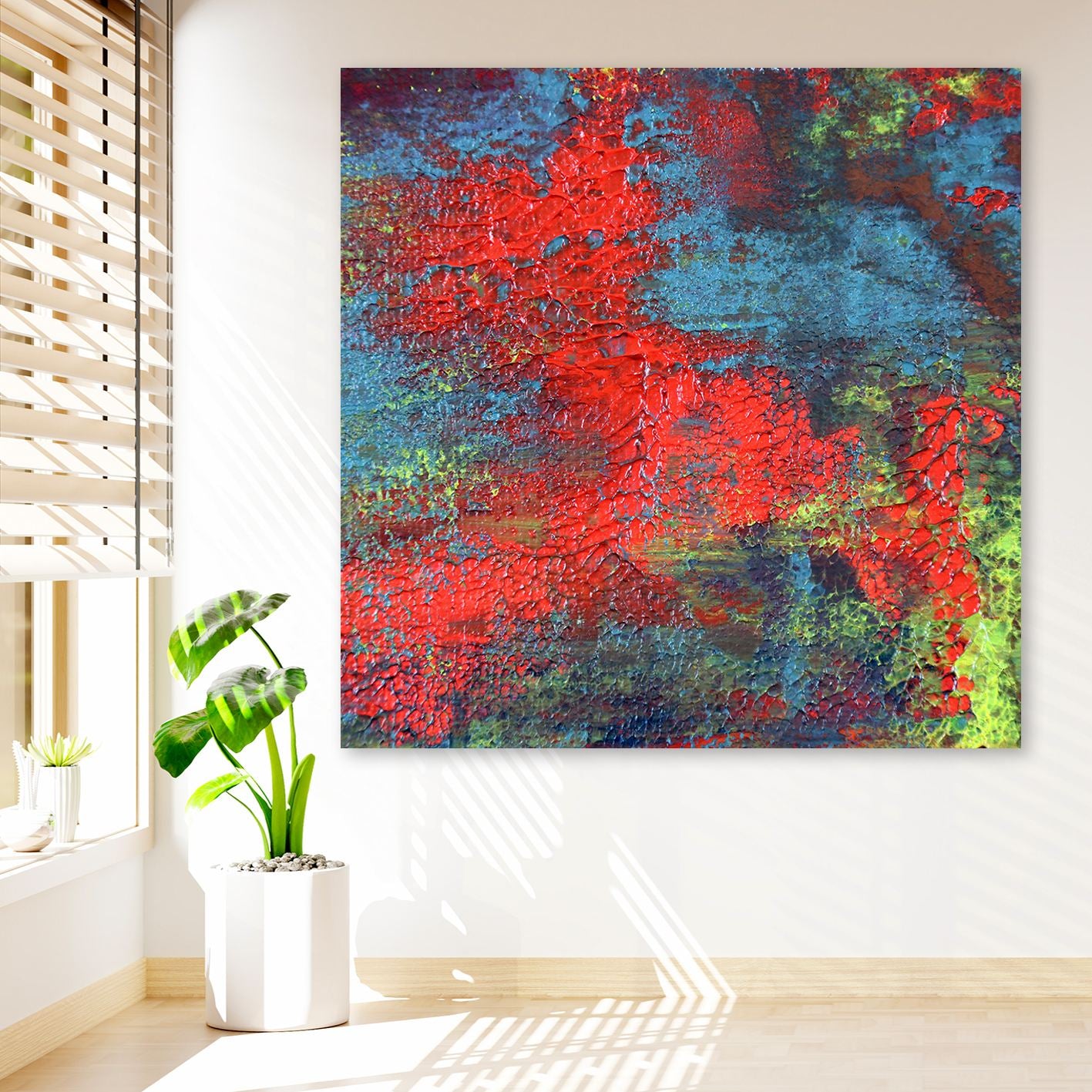 Quadro em Tela (100% Canvas) Multicolor 140x140 cm com Moldura de Madeira (3–4 cm) - DEV10695-140140