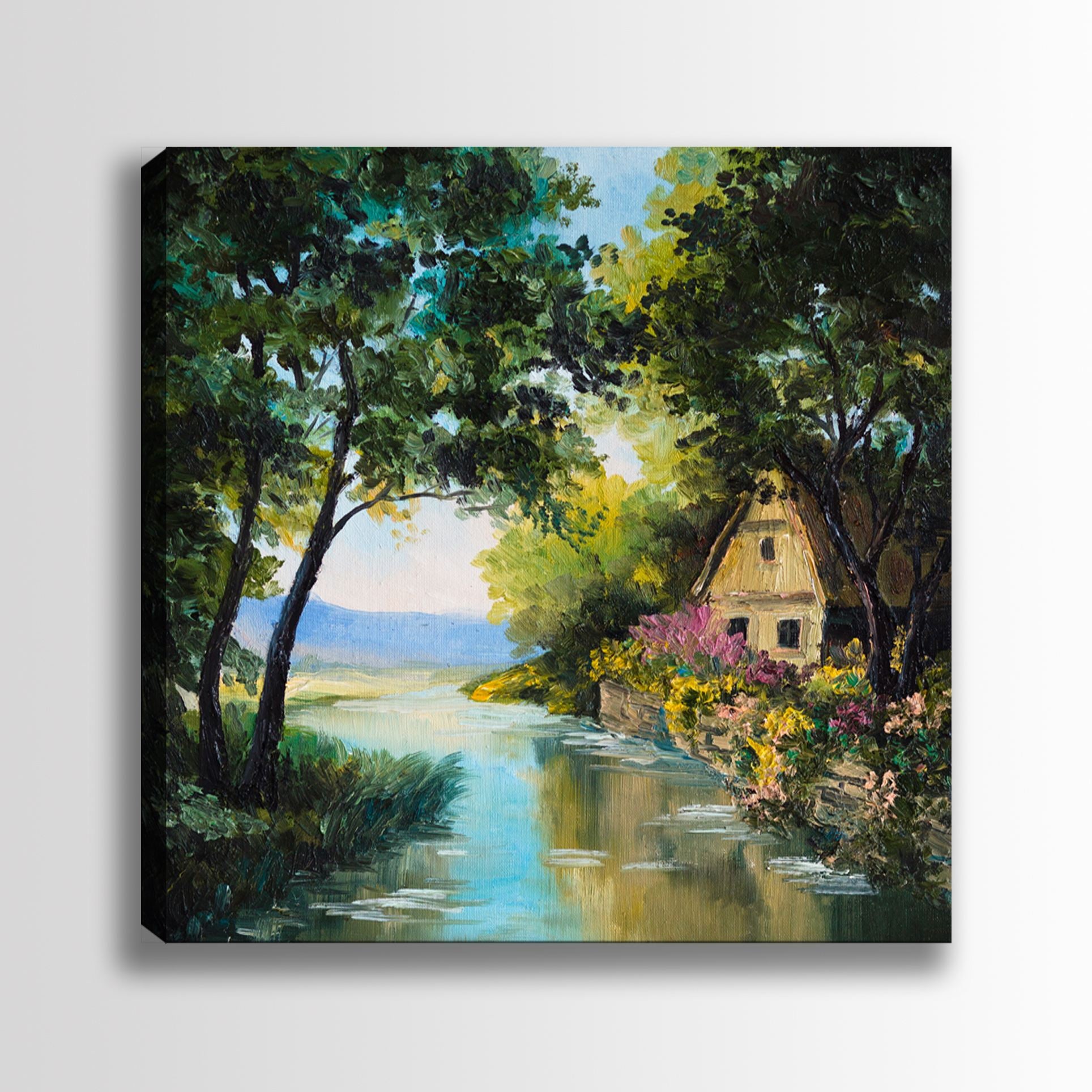 Tela Decorativa Multicolor 140x140 cm em 100% Canvas com Moldura de Madeira (3–4 cm)