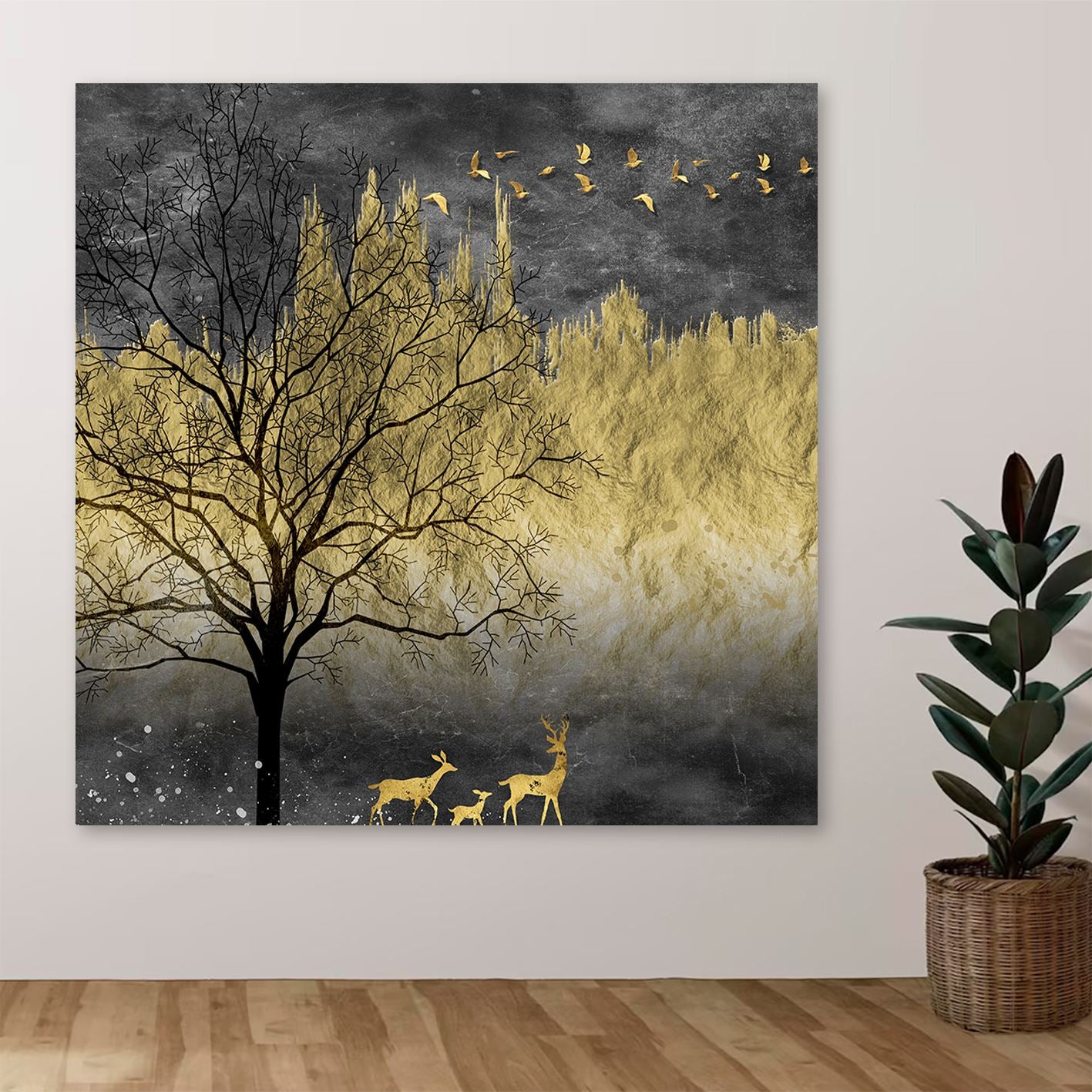 Tela Decorativa em Canvas 100% Multicolor 140x140 cm com Moldura de Madeira (3–4 cm)