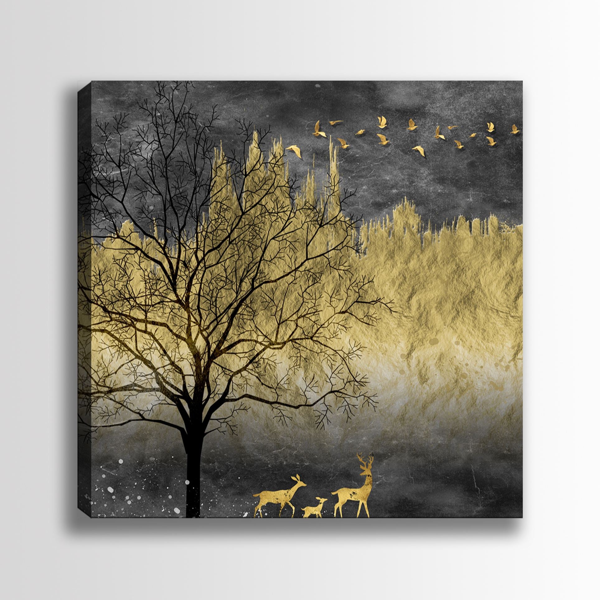 Tela Decorativa em Canvas 100% Multicolor 140x140 cm com Moldura de Madeira (3–4 cm)