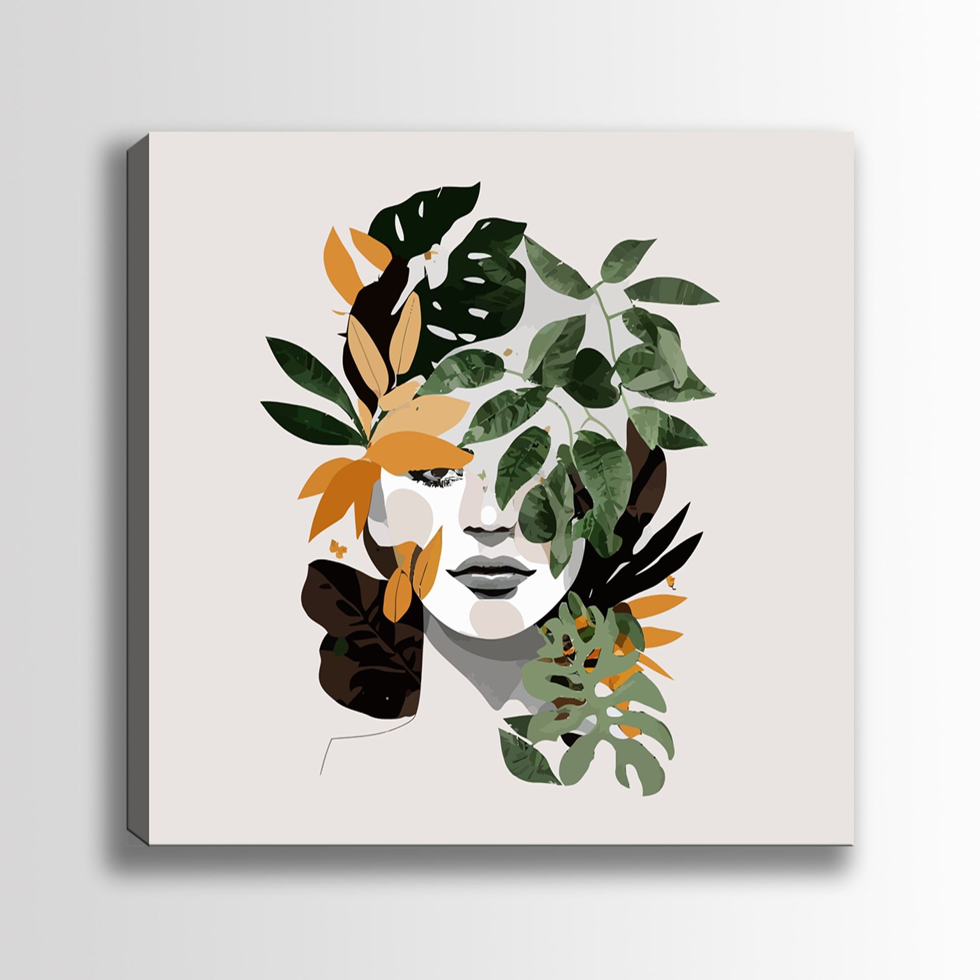 Quadro em Tela 100% Canvas Multicolor 140x140 cm com Moldura de Madeira