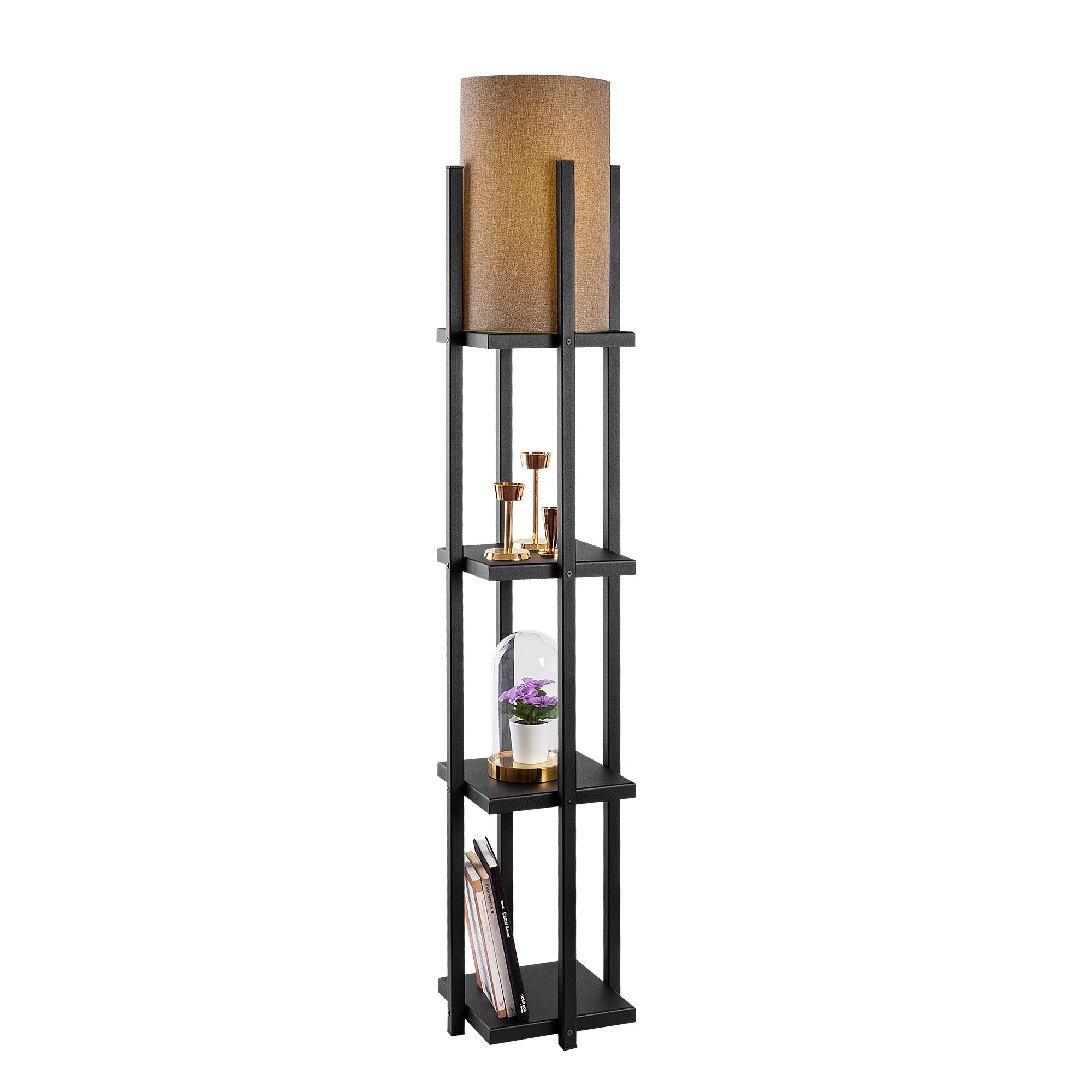 Candeeiro de Pé escandinava, corpo de metal preto, 130 cm de altura, cúpula de 20 cm, soquete E27, 40 W máx., cabo de 400 cm, iluminação elegante e funcional para espaços modernos