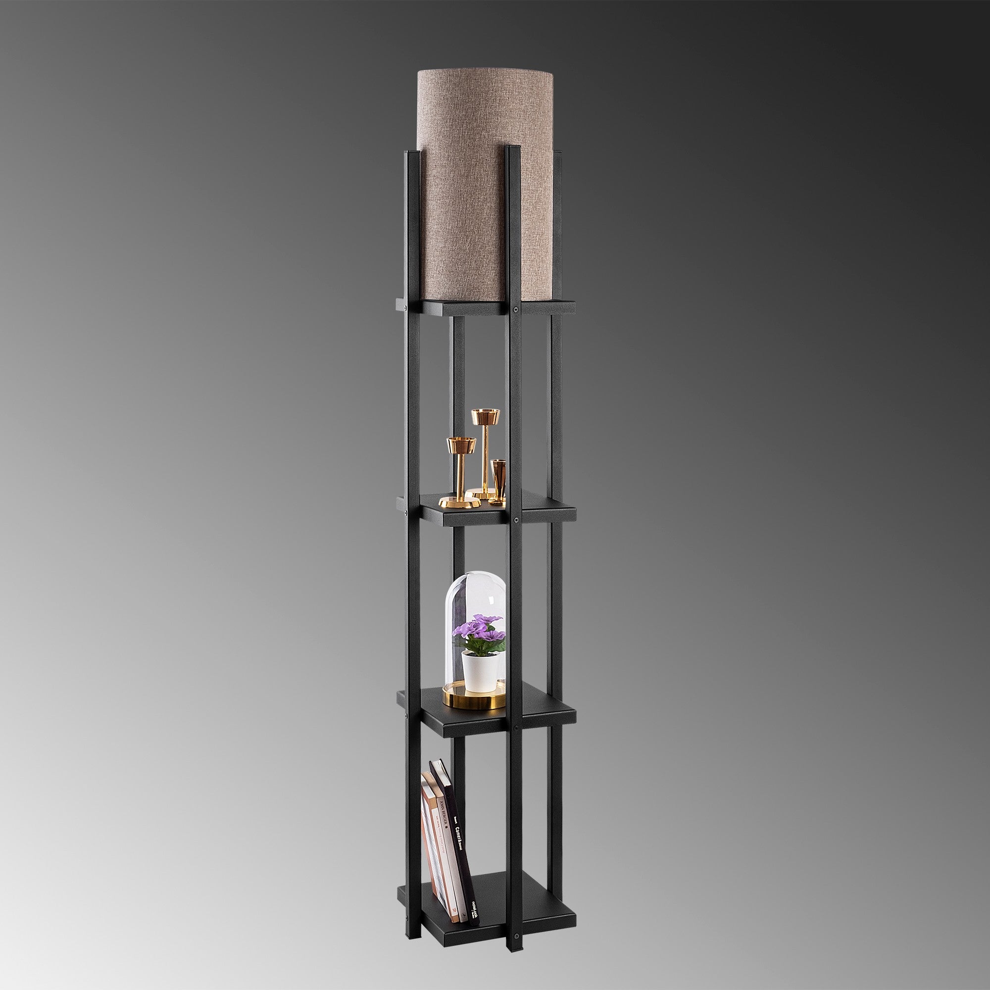 Candeeiro de Pé escandinava, corpo de metal preto, 130 cm de altura, cúpula de 20 cm, soquete E27, 40 W máx., cabo de 400 cm, iluminação elegante e funcional para espaços modernos