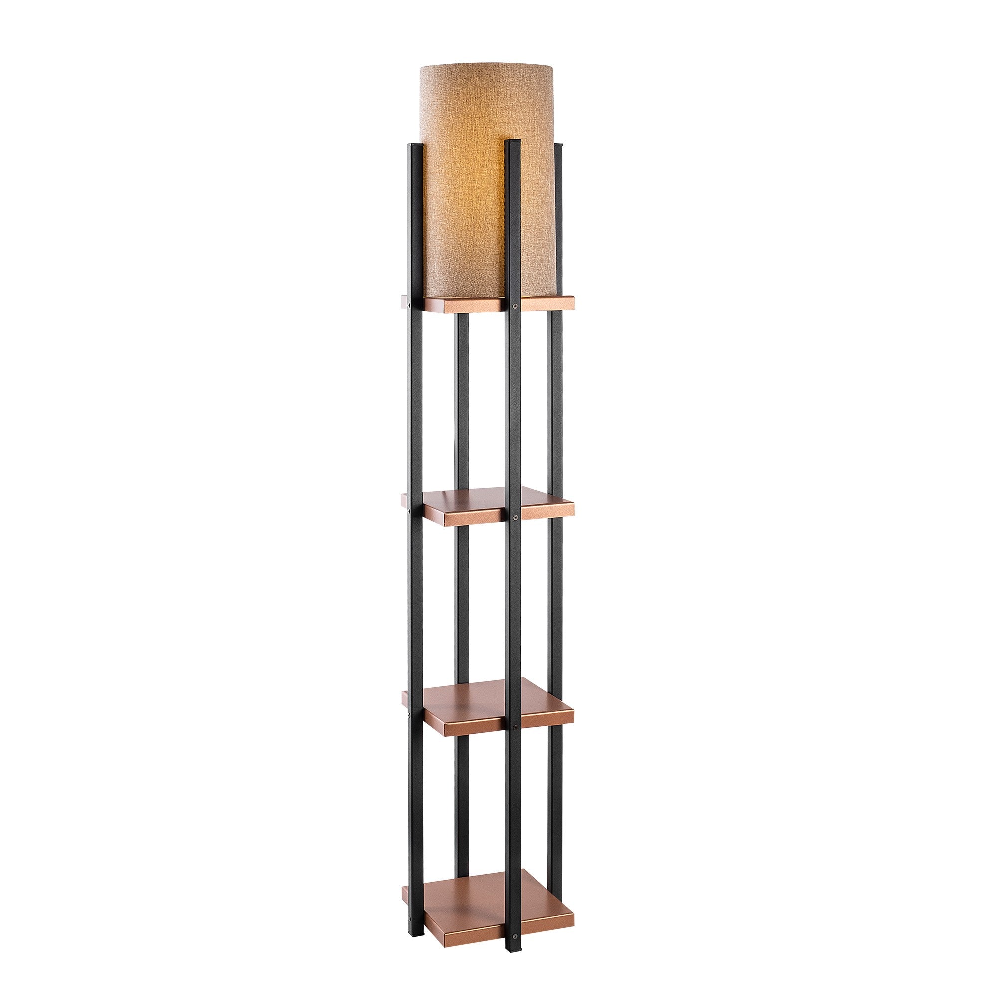 Candeeiro de Pé Escandinava, Preta e Cobre, 25 x 25 x 130 cm | Corpo de Metal, 1 Soquete E27, 40 W Máx., IP20, Cabo de 400 cm, Design Elegante e Funcional