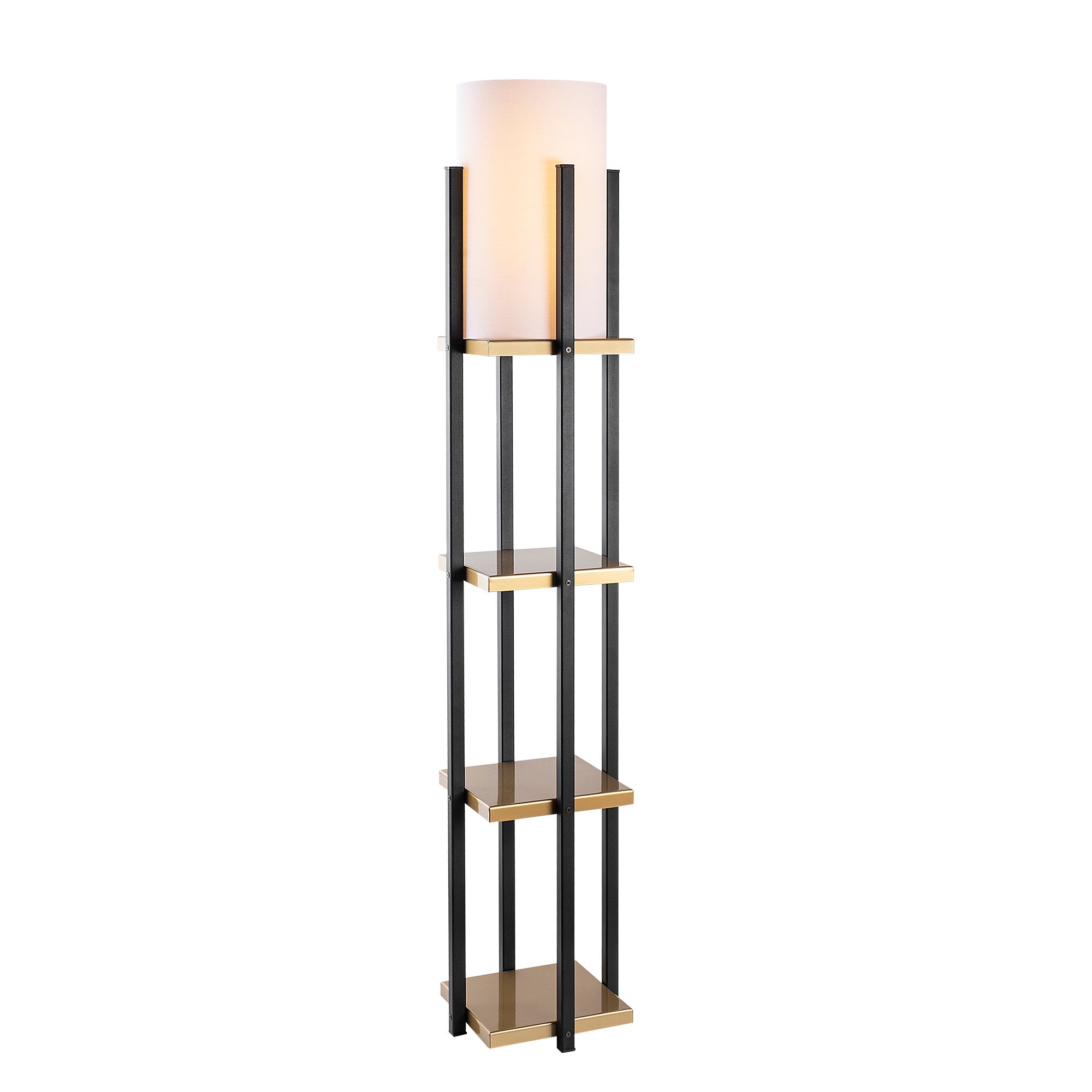 Candeeiro de Pé escandinava, preta e dourada, 130 cm de altura | Corpo de metal, cúpula de 20 cm, soquete E27, 40 W máx., isolamento duplo, cabo de 400 cm | Iluminação elegante e funcional