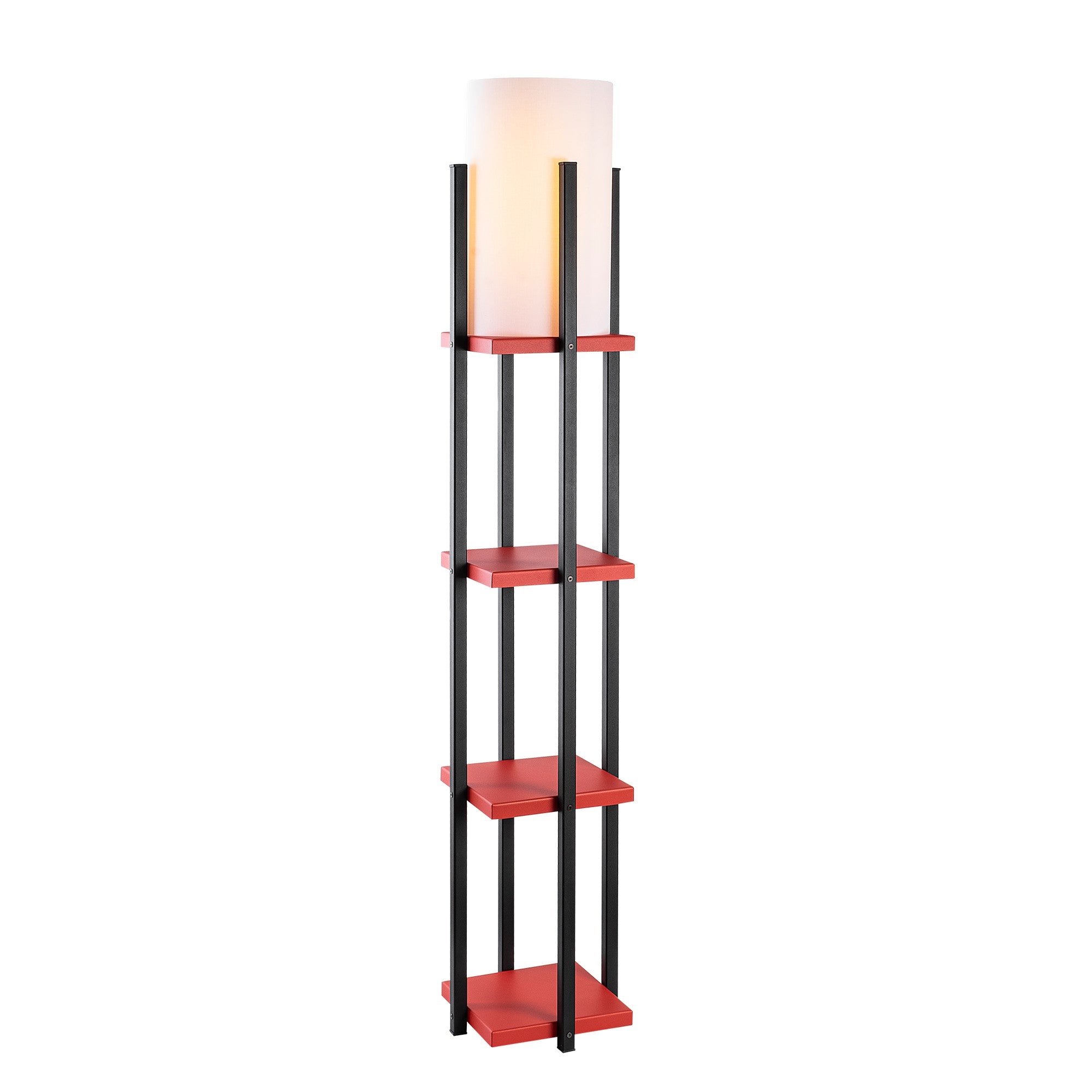Candeeiro de Pé moderna com corpo de metal, 130 cm de altura, preta e vermelha, 1 soquete E27, 40 W máx., IP20, cabo de 400 cm, iluminação elegante e funcional para casa
