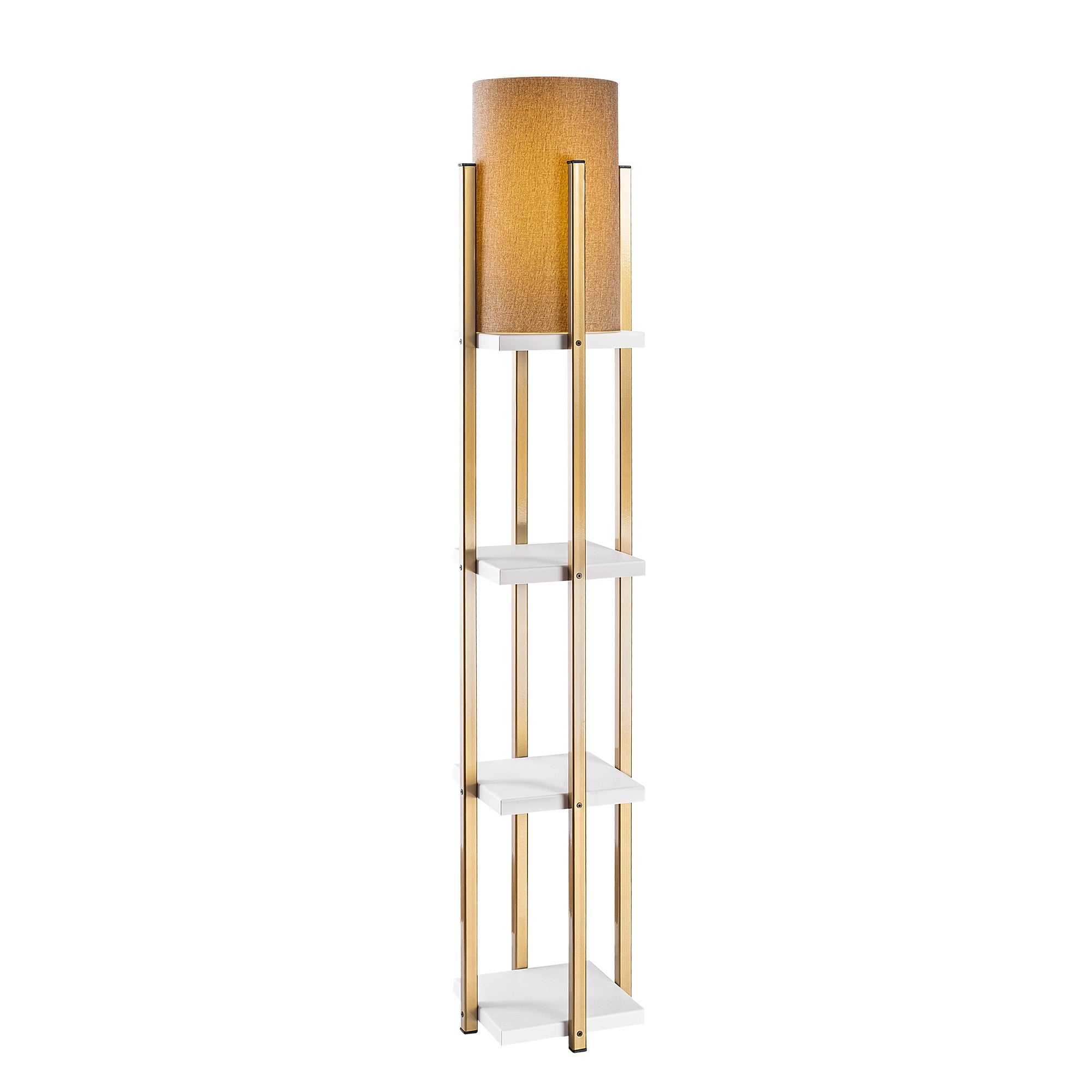 Candeeiro de Pé Escandinava, Branca e Dourada, 130 cm de Altura | Corpo em Metal, Abajur de 20 cm, 1 Soquete E27, 40 W Máx., IP20, Cabo de 400 cm | Iluminação Elegante e Funcional