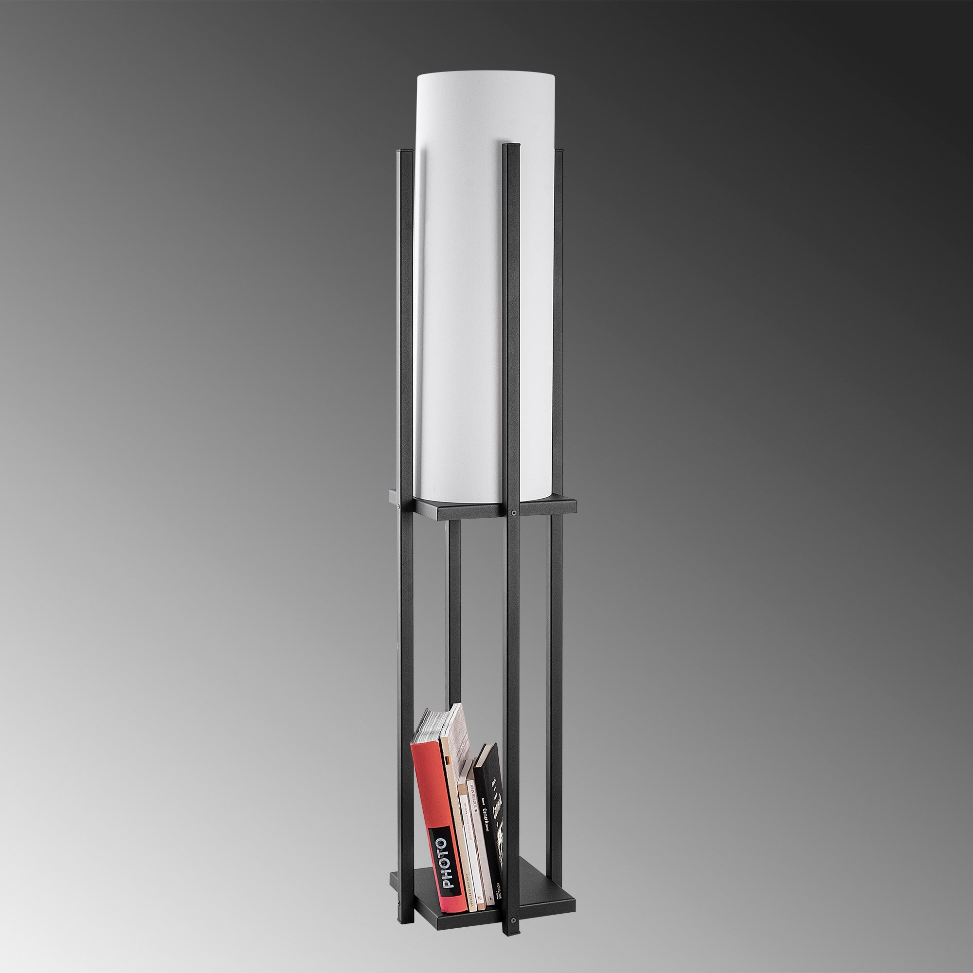 Candeeiro de Pé escandinava, corpo de metal preto, 130 cm de altura, cúpula de 20 cm, soquete E27, 40 W máx., cabo de 400 cm, iluminação elegante e funcional para espaços modernos