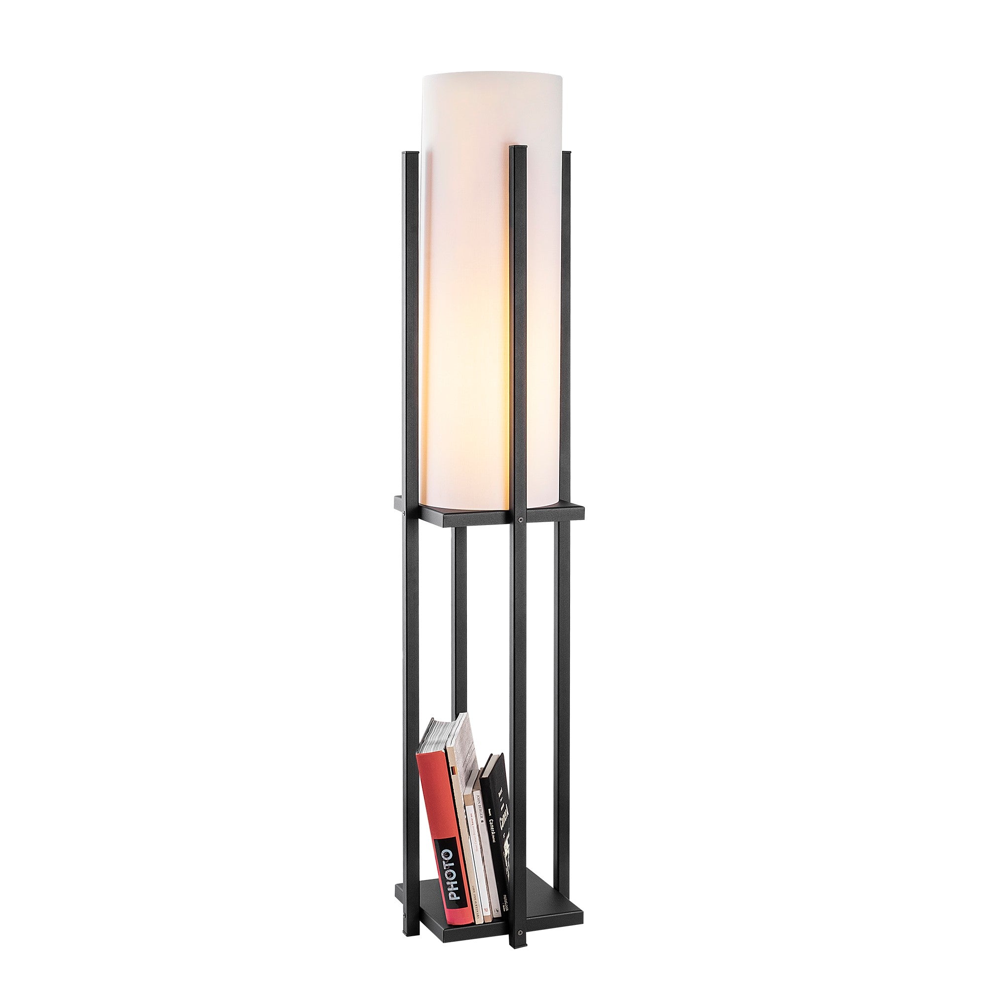 Candeeiro de Pé escandinava, corpo de metal preto, 130 cm de altura, cúpula de 20 cm, soquete E27, 40 W máx., cabo de 400 cm, iluminação elegante e funcional para espaços modernos