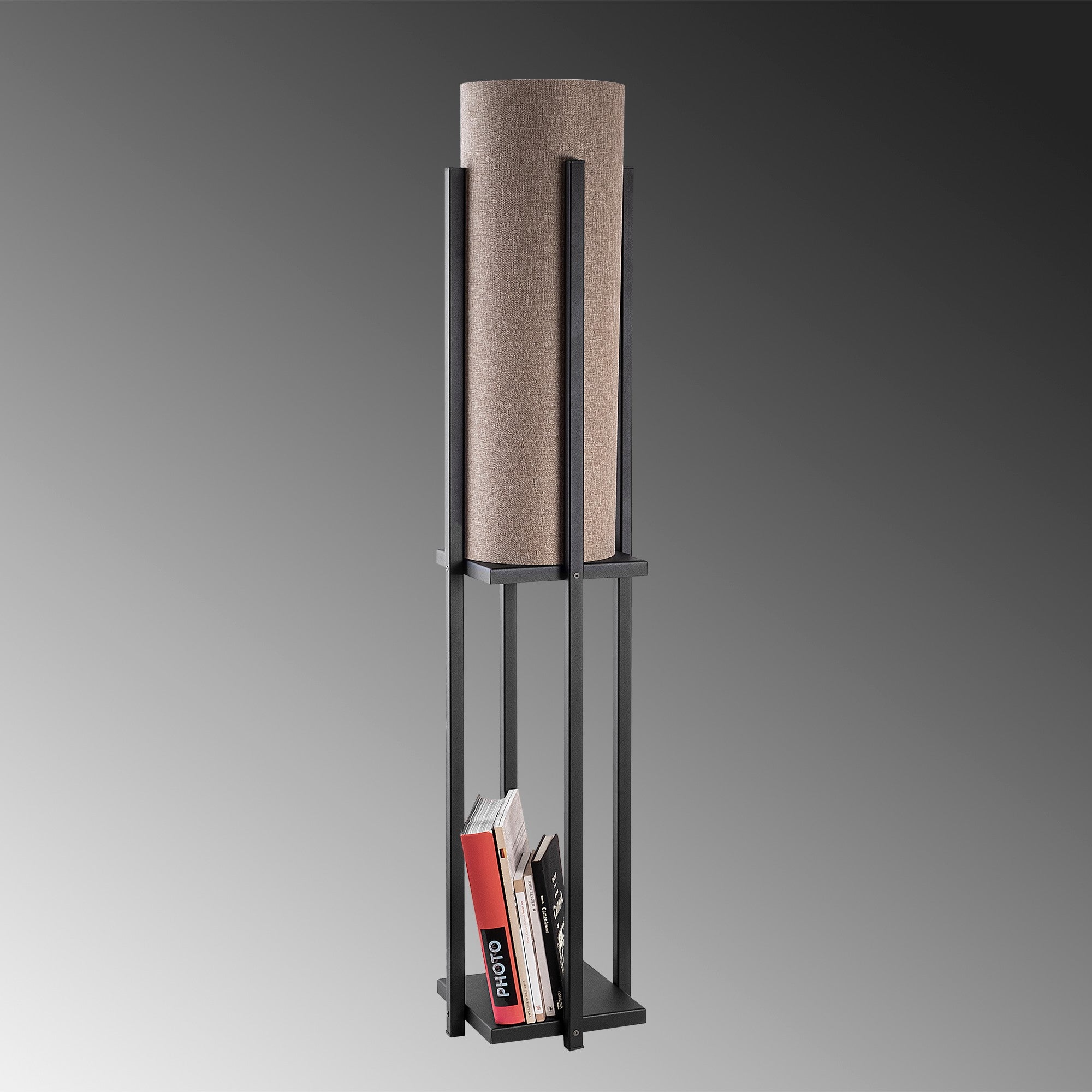 Candeeiro de Pé escandinava, corpo de metal preto, 130 cm de altura, cúpula de 20 cm, soquete E27, 40 W máx., cabo de 400 cm, iluminação elegante e funcional para espaços modernos