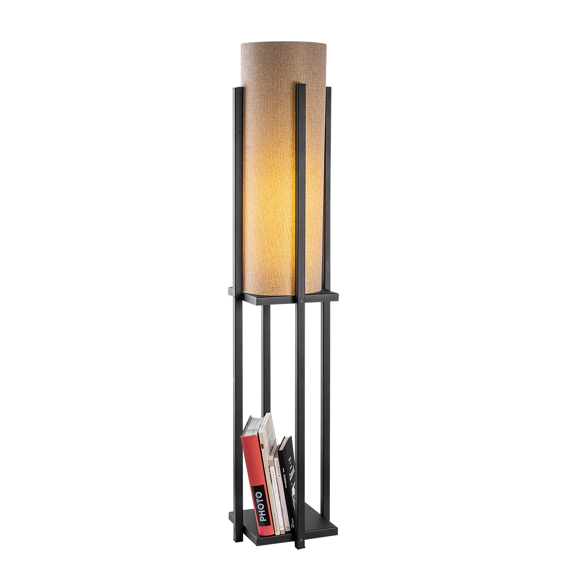 Candeeiro de Pé escandinava, corpo de metal preto, 130 cm de altura, cúpula de 20 cm, soquete E27, 40 W máx., cabo de 400 cm, iluminação elegante e funcional para espaços modernos
