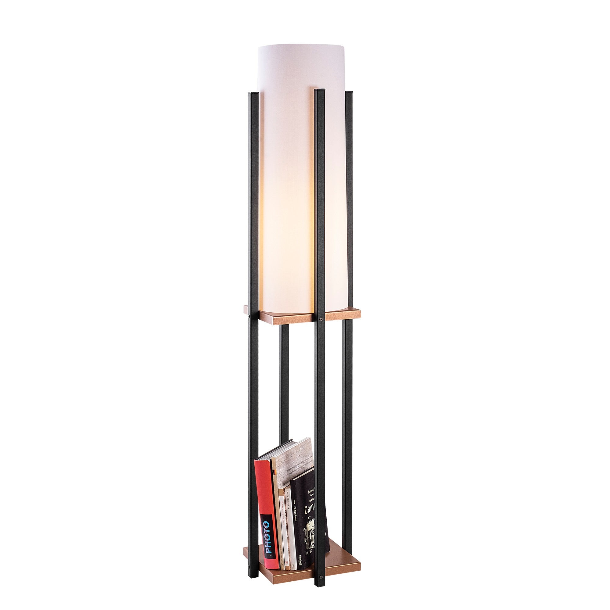 Candeeiro de Pé Escandinava, Preta e Cobre, 130 cm de Altura | Corpo em Metal, Diâmetro do Casquilho: 20 cm, 1 Soquete E27, Cabo de 400 cm | Iluminação Elegante e Funcional para Espaços Modernos