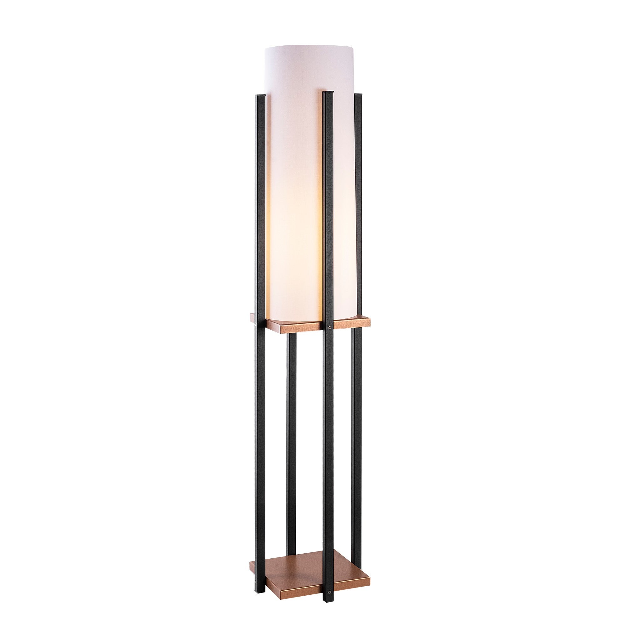Candeeiro de Pé Escandinava, Preta e Cobre, 130 cm de Altura | Corpo em Metal, Diâmetro do Casquilho: 20 cm, 1 Soquete E27, Cabo de 400 cm | Iluminação Elegante e Funcional para Espaços Modernos