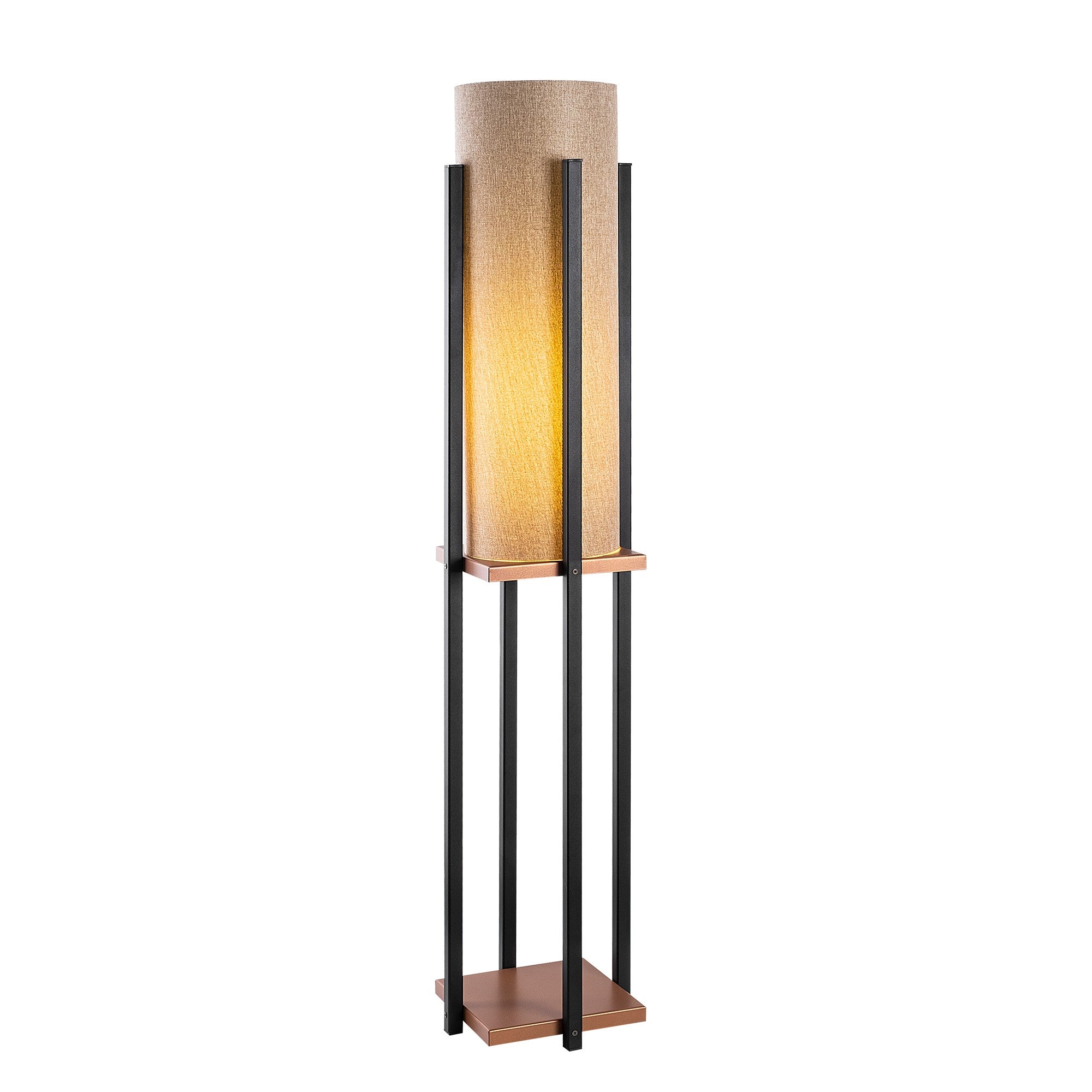 Candeeiro de Pé Escandinava, Preta e Cobre, 130 cm de Altura | Corpo em Metal, Diâmetro do Casquilho: 20 cm, 1 Soquete E27, Cabo de 400 cm | Iluminação Elegante e Funcional para Espaços Modernos