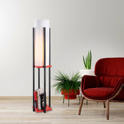 Candeeiro de Pé moderna com corpo de metal, 130 cm de altura, preta e vermelha, 1 soquete E27, 40 W máx., cabo de 400 cm, iluminação elegante e funcional para decoração de casa