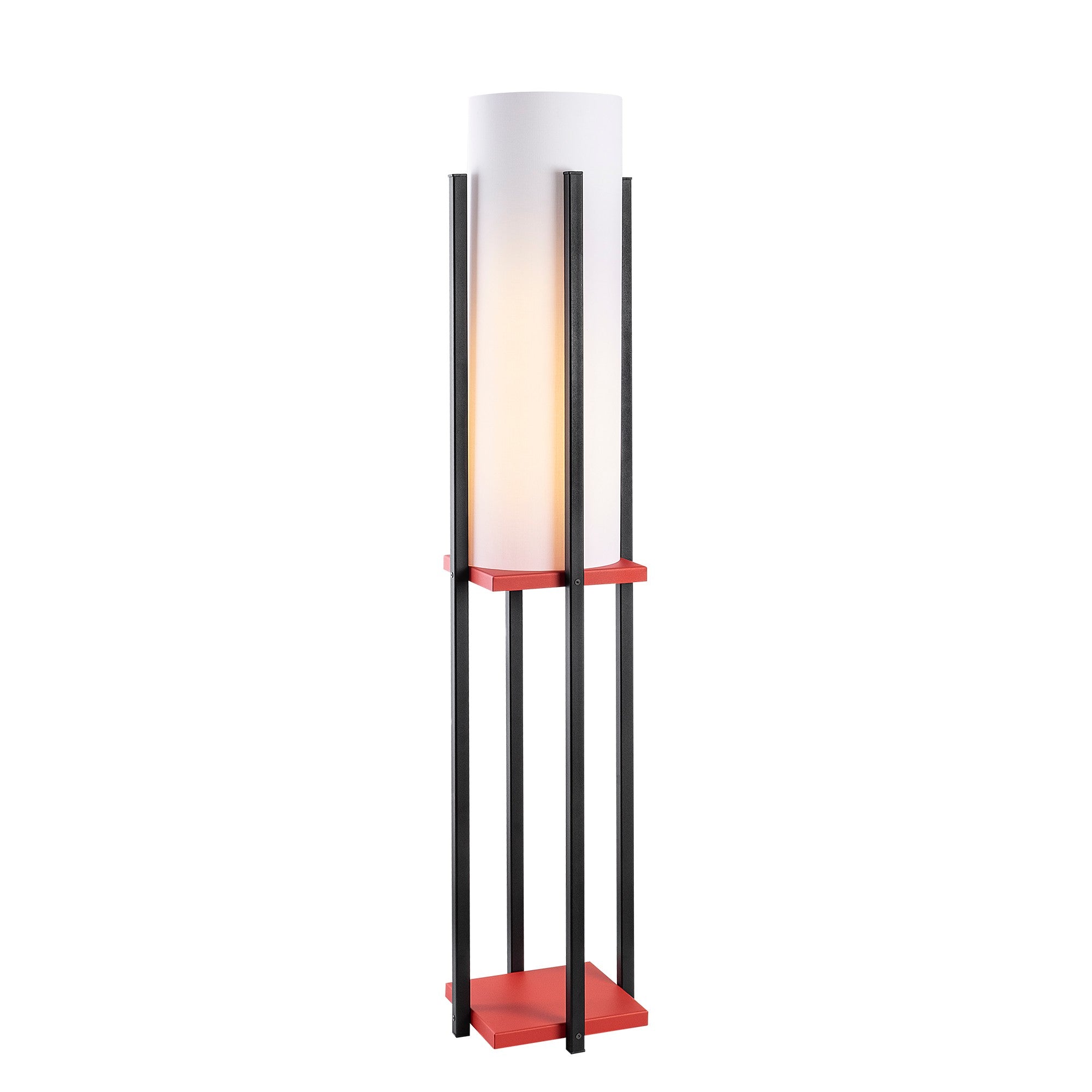 Candeeiro de Pé moderna com corpo de metal, 130 cm de altura, preta e vermelha, 1 soquete E27, 40 W máx., cabo de 400 cm, iluminação elegante e funcional para decoração de casa