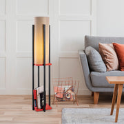 Candeeiro de Pé moderna com corpo de metal, 130 cm de altura, preta e vermelha, 1 soquete E27, 40 W máx., cabo de 400 cm, iluminação elegante e funcional para decoração de casa