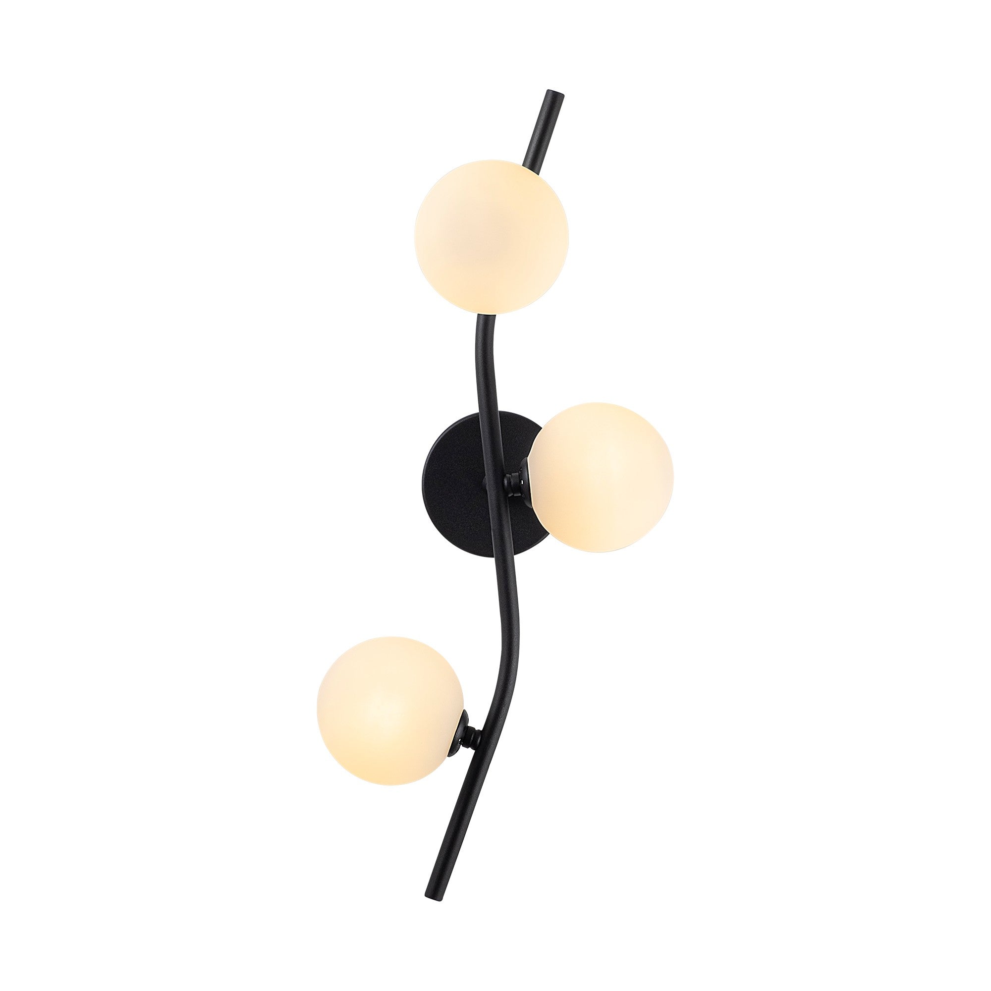 Candeeiro de Parede moderna, corpo de metal preto com tampa de vidro, 23 x 19 x 55 cm | 3 soquetes G9, máx. 10 W, IP20 | Design escandinavo elegante para casa e escritório