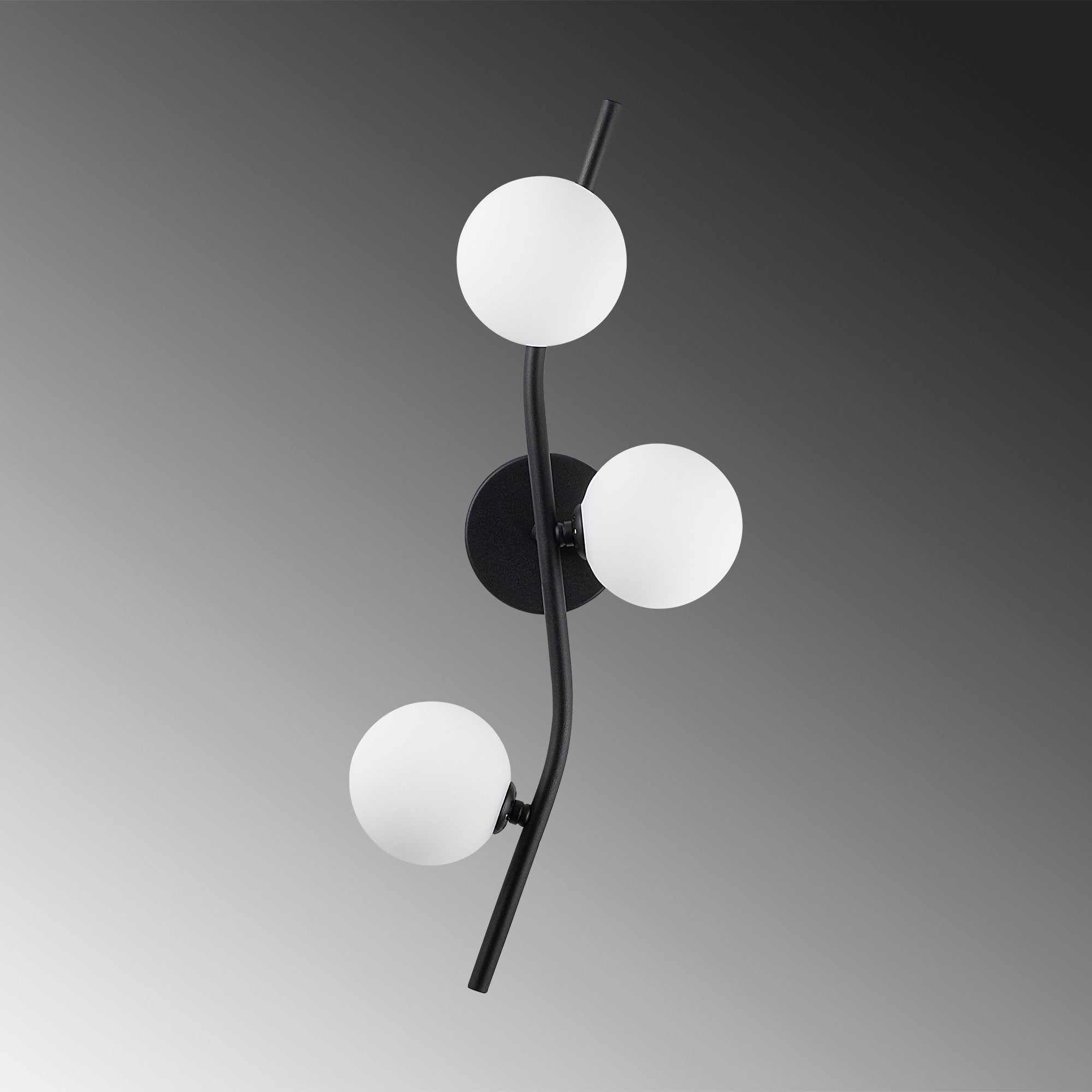 Candeeiro de Parede moderna, corpo de metal preto com tampa de vidro, 23 x 19 x 55 cm | 3 soquetes G9, máx. 10 W, IP20 | Design escandinavo elegante para casa e escritório