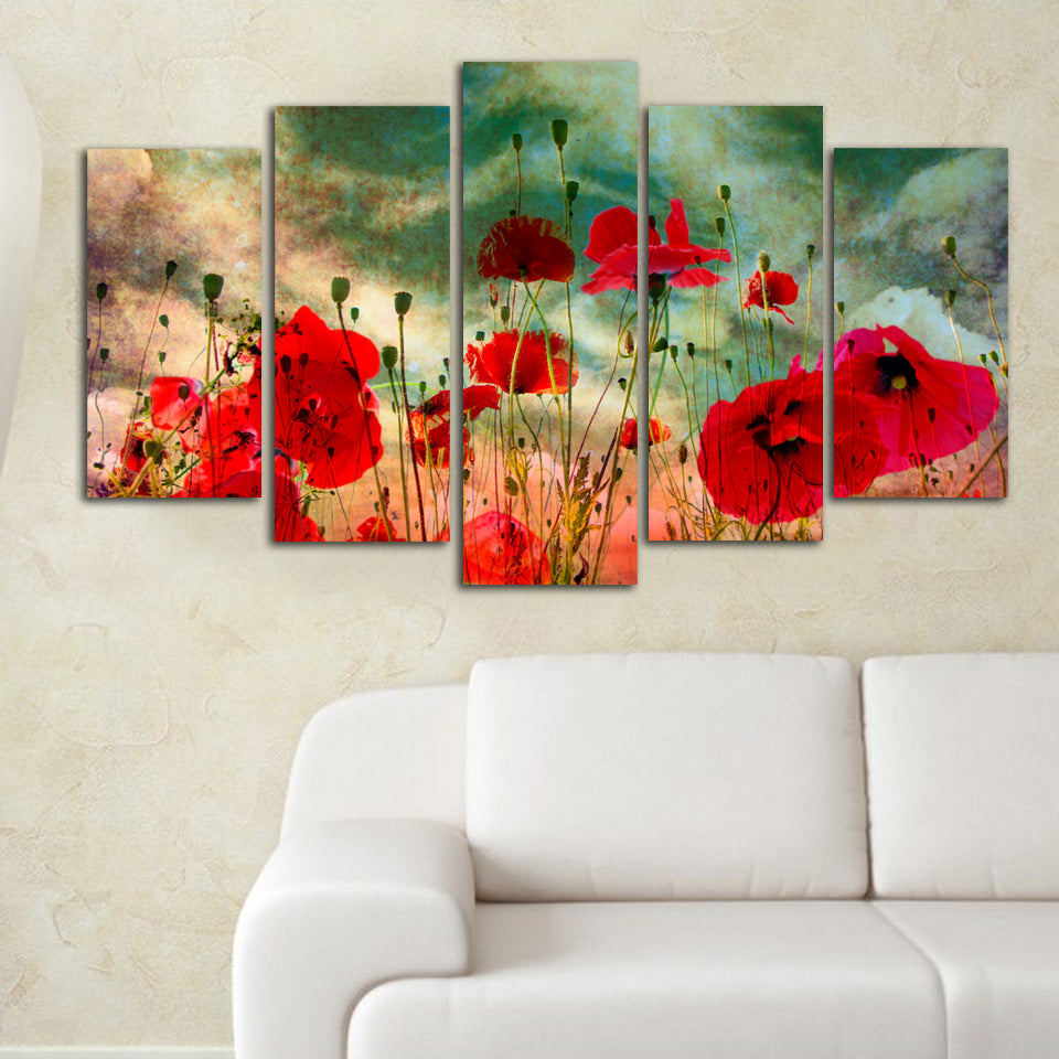 Pinturas Decorativas Elegantes em MDF (5 Peças), 100% MDF, 3 mm de Espessura | Tamanhos: 20x60 cm, 20x50 cm, 20x40 cm | Tamanho Total: 110x60 cm | Perfeito para Decoração de Casa