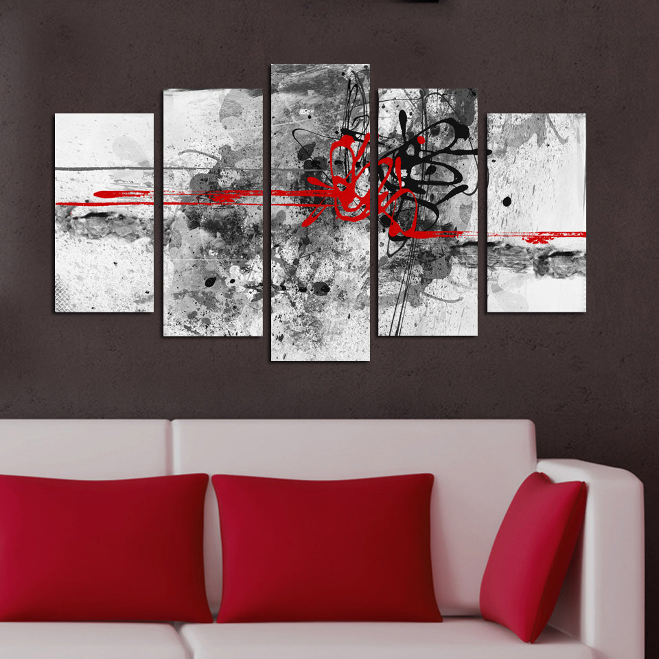 Pinturas Decorativas Elegantes em MDF (5 Peças), 100% MDF, 3 mm de Espessura | Tamanhos: 20x60 cm, 20x50 cm, 20x40 cm | Tamanho Total: 110x60 cm | Perfeito para Decoração de Casa