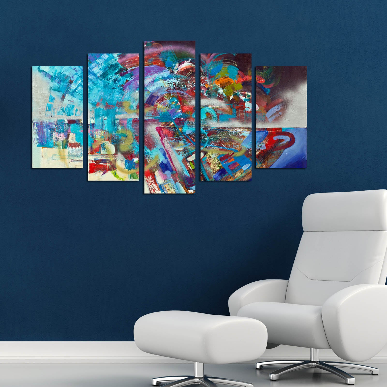 Pinturas Decorativas Elegantes em MDF (5 Peças), 100% MDF, 3 mm de Espessura | Tamanhos: 20x60 cm, 20x50 cm, 20x40 cm | Tamanho Total: 110x60 cm | Perfeito para Decoração de Casa