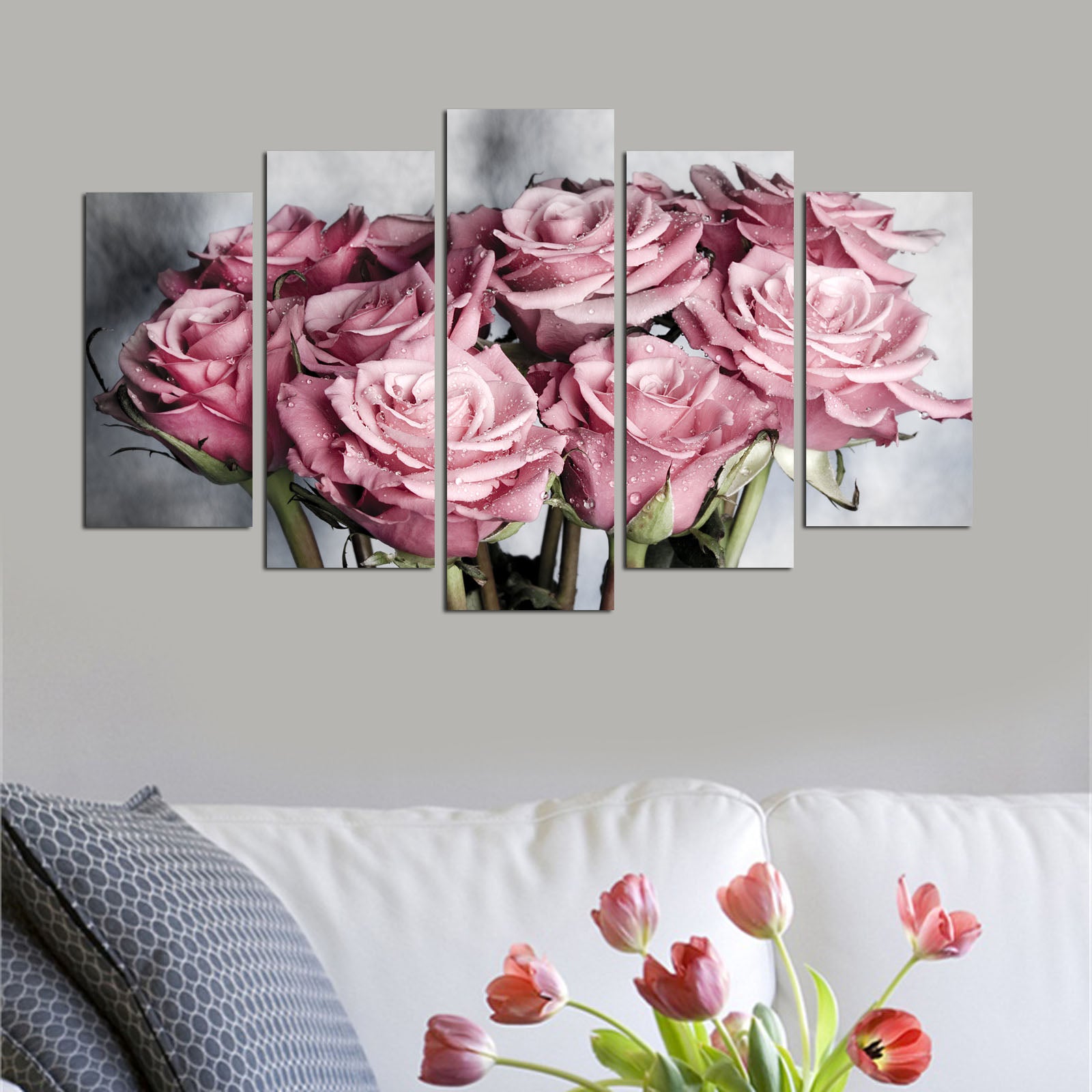Pinturas Decorativas Elegantes em MDF (5 Peças), 100% MDF, 3 mm de Espessura | Tamanhos: 20x60 cm, 20x50 cm, 20x40 cm | Tamanho Total: 110x60 cm | Perfeito para Decoração de Casa