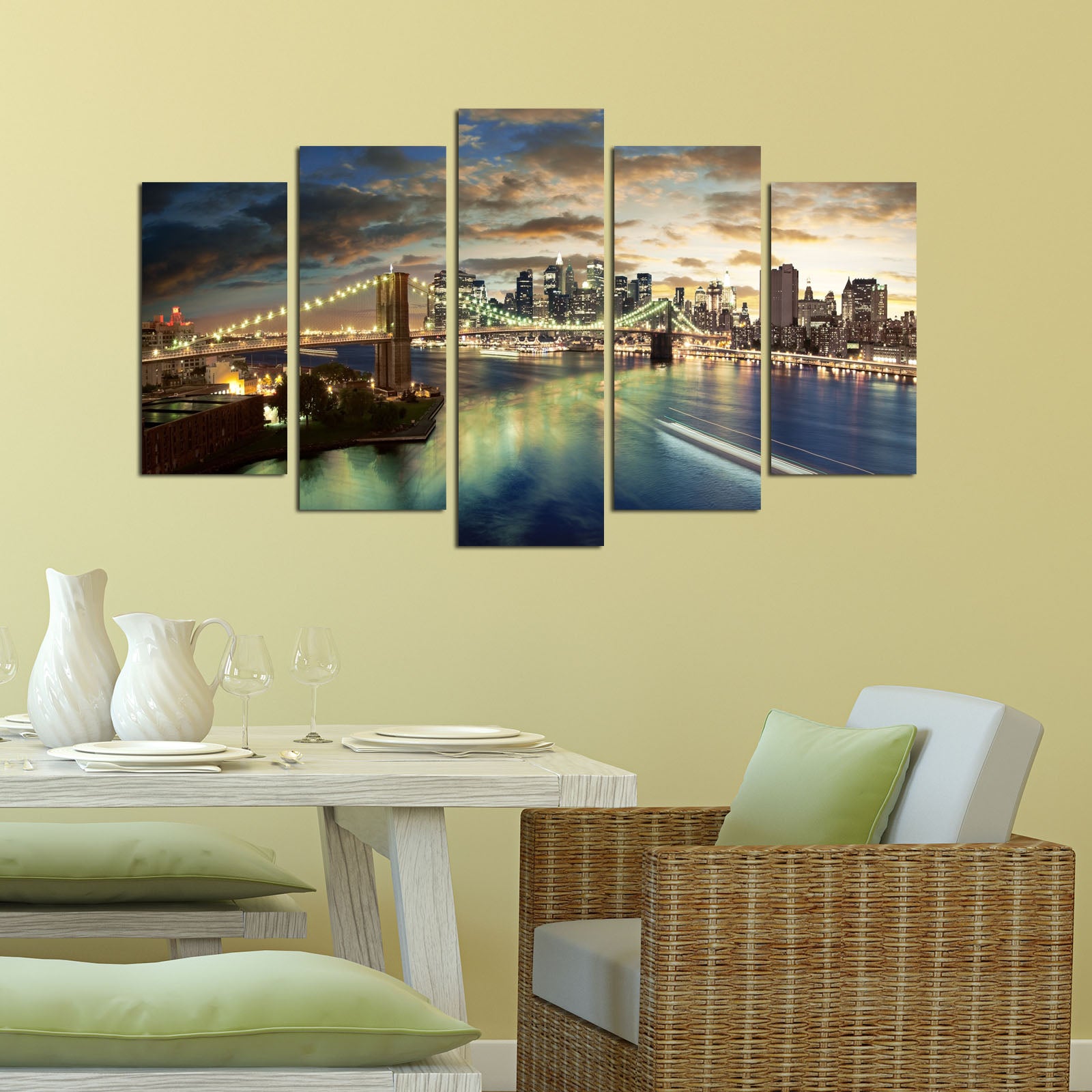 Pinturas Decorativas Elegantes em MDF (5 Peças), 100% MDF, 3 mm de Espessura | Tamanhos: 20x60 cm, 20x50 cm, 20x40 cm | Tamanho Total: 110x60 cm | Perfeito para Decoração de Casa