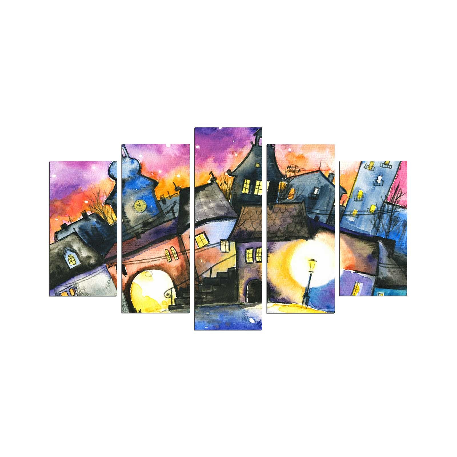 Quadro Decorativo em MDF Multicolor 5 Peças, 110x60 cm (3 mm) – 5PMDF-82