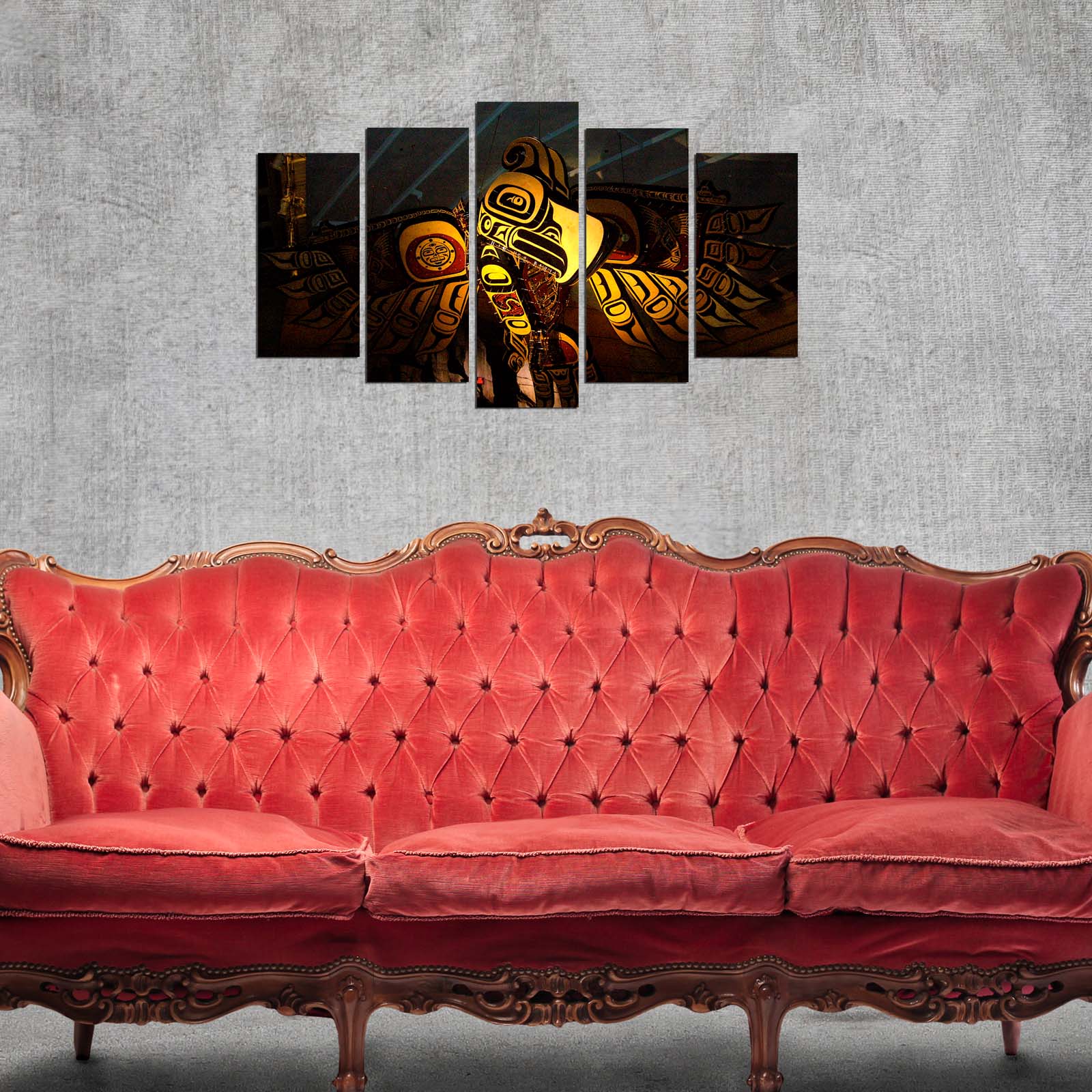 Quadro Decorativo em MDF Multicolor — Conjunto de 5 Peças, Espessura 3 mm, Tamanho Total 110 x 60 cm