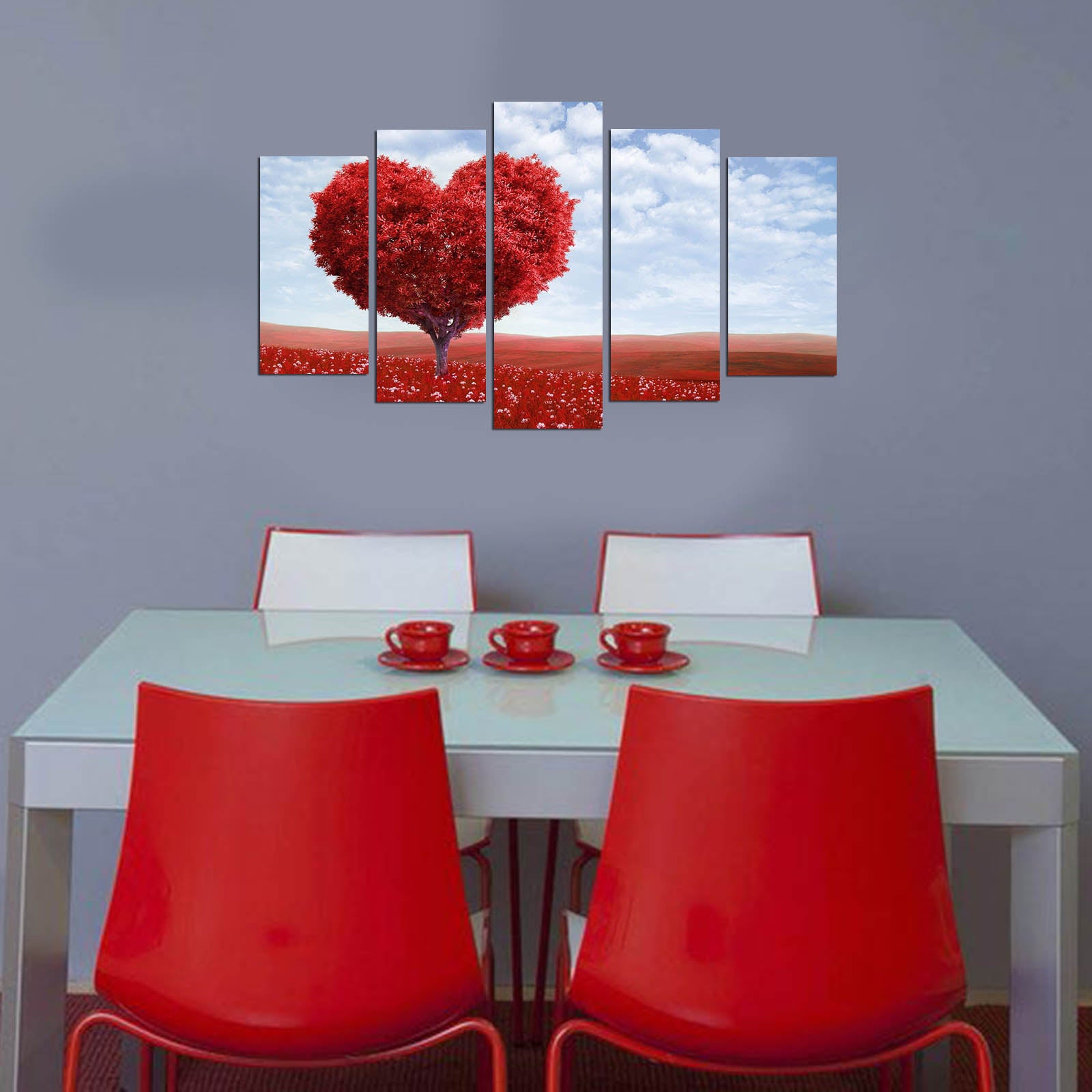 Quadro Decorativo MDF Multicolor – Conjunto de 5 Peças, Total 110x60 cm, Espessura 3 mm (Modelo 5PMX-001)