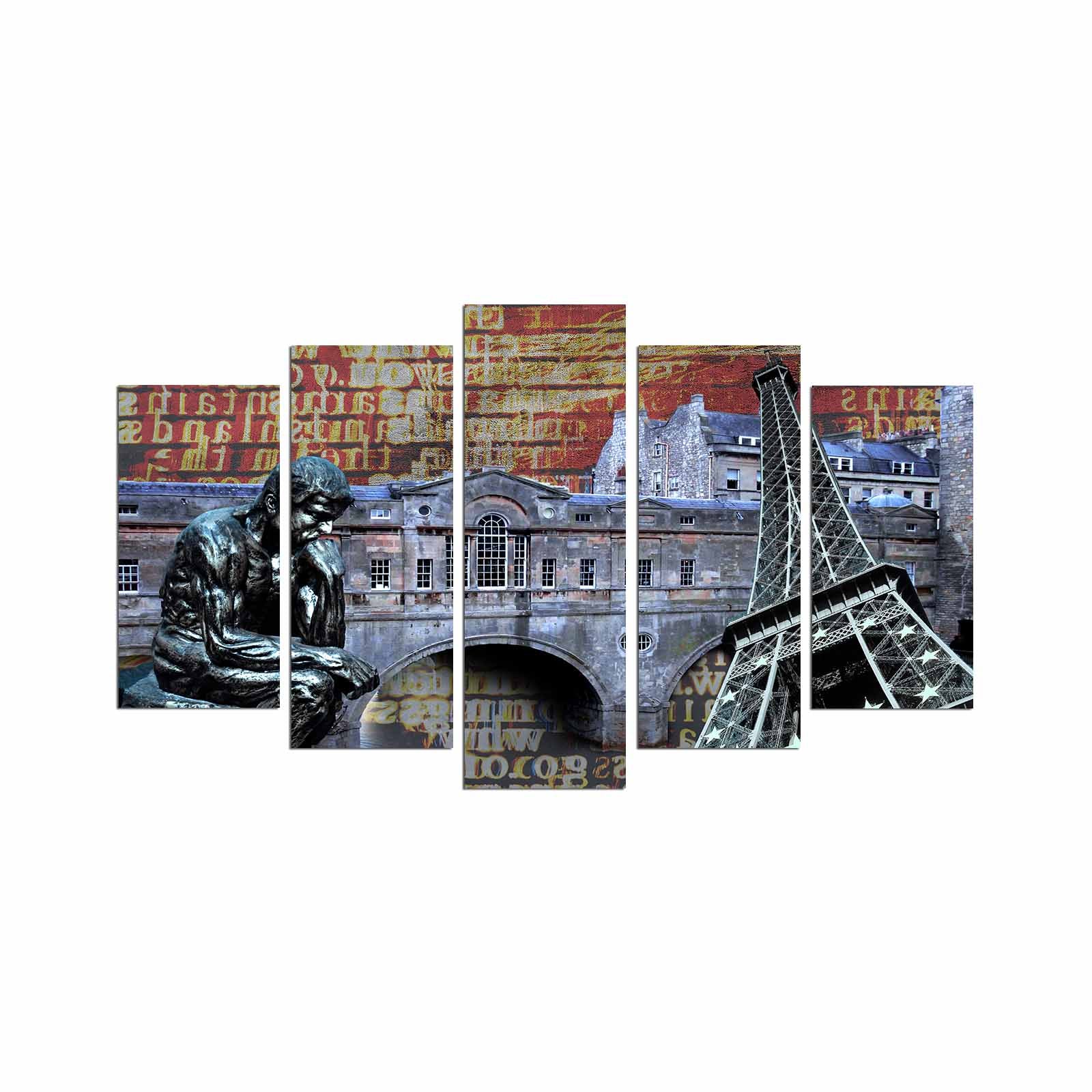 Quadro Decorativo em MDF Multicolor – Conjunto de 5 Peças, 110 x 60 cm (5PMX-004)