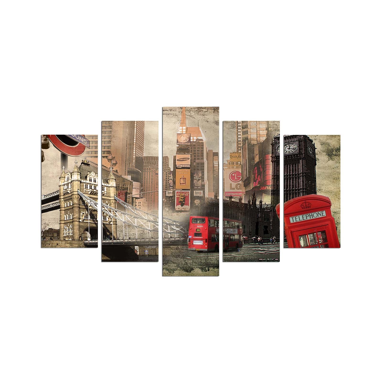 Quadro Decorativo em MDF Multicolor (Conjunto de 5 Peças) – 110 x 60 cm | 5PMX-005