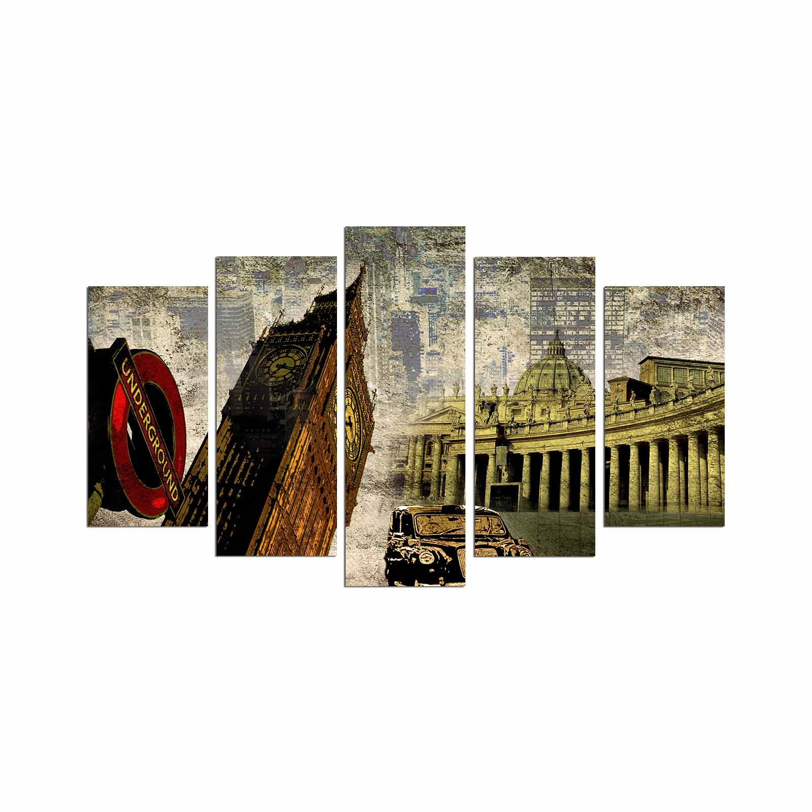 Quadro Decorativo em MDF Multicolorido 5 Peças (5PMX-006) – 110x60 cm, 3 mm