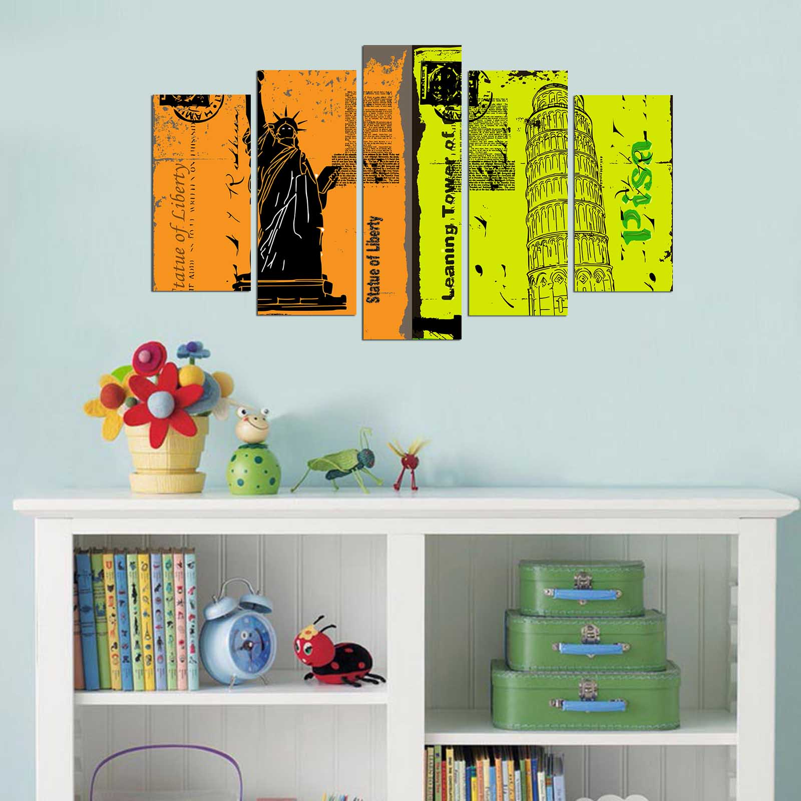 Conjunto de Quadros Decorativos em MDF (5 Peças) Multicolor – 110 x 60 cm | 5PMX-011