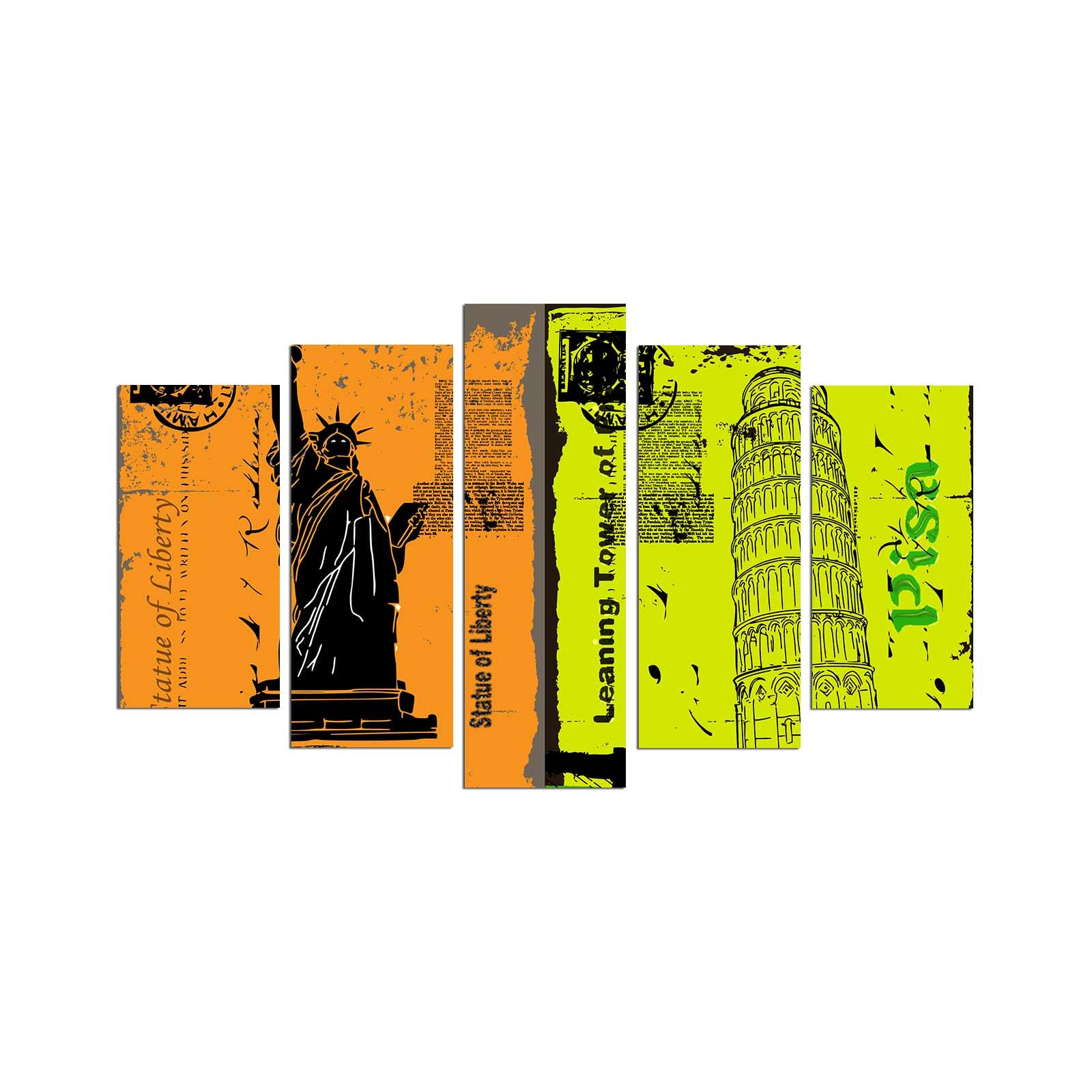 Conjunto de Quadros Decorativos em MDF (5 Peças) Multicolor – 110 x 60 cm | 5PMX-011