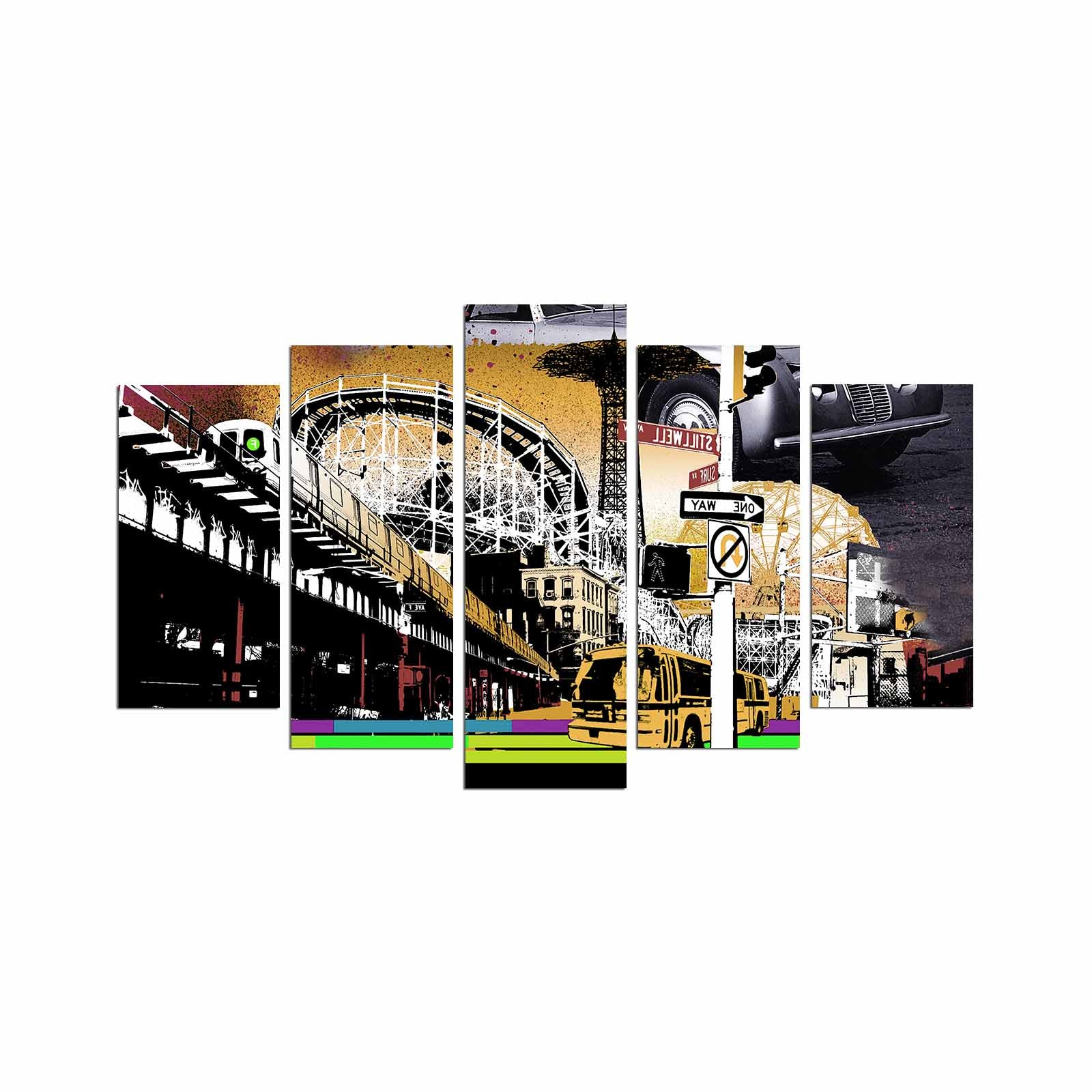 Conjunto de Quadros Decorativos Multicolor em MDF 100% (5 Peças) 110 x 60 cm, 3 mm