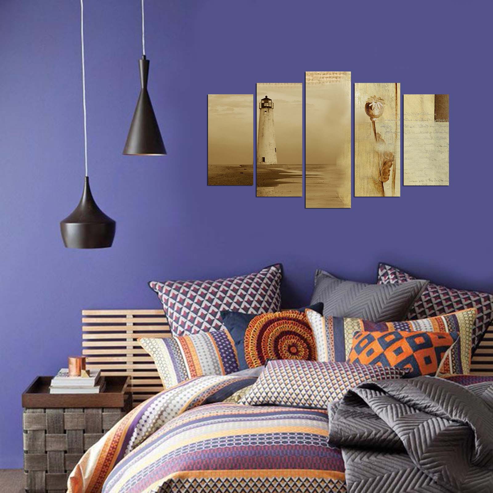 Quadro Decorativo em MDF Multicolor (Conjunto de 5 Peças) 110x60 cm – 5PMX-023