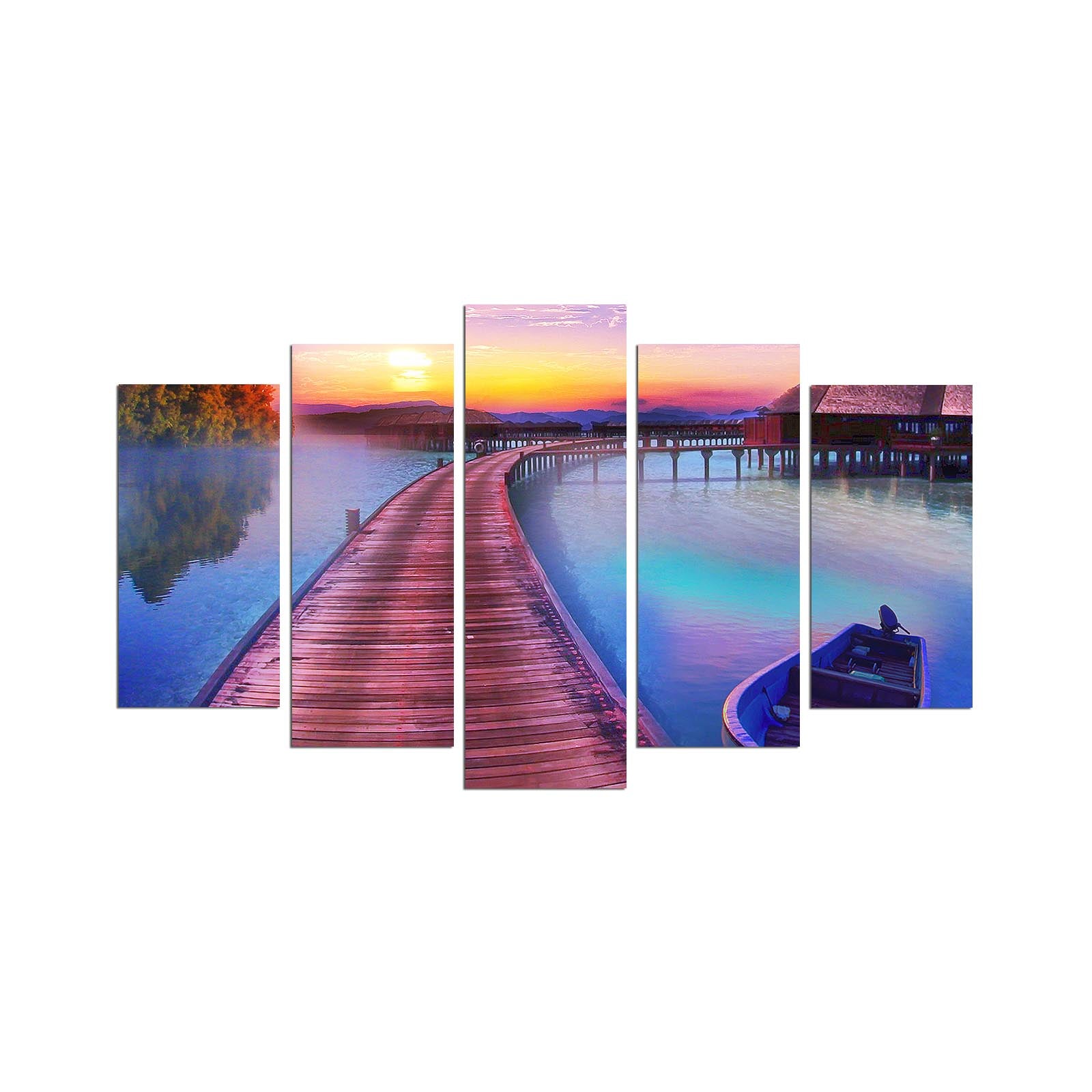 Quadro Decorativo Multicolor em MDF (5 Peças) – 100% MDF 3 mm – Tamanho Total 110 x 60 cm – 5PMX-025