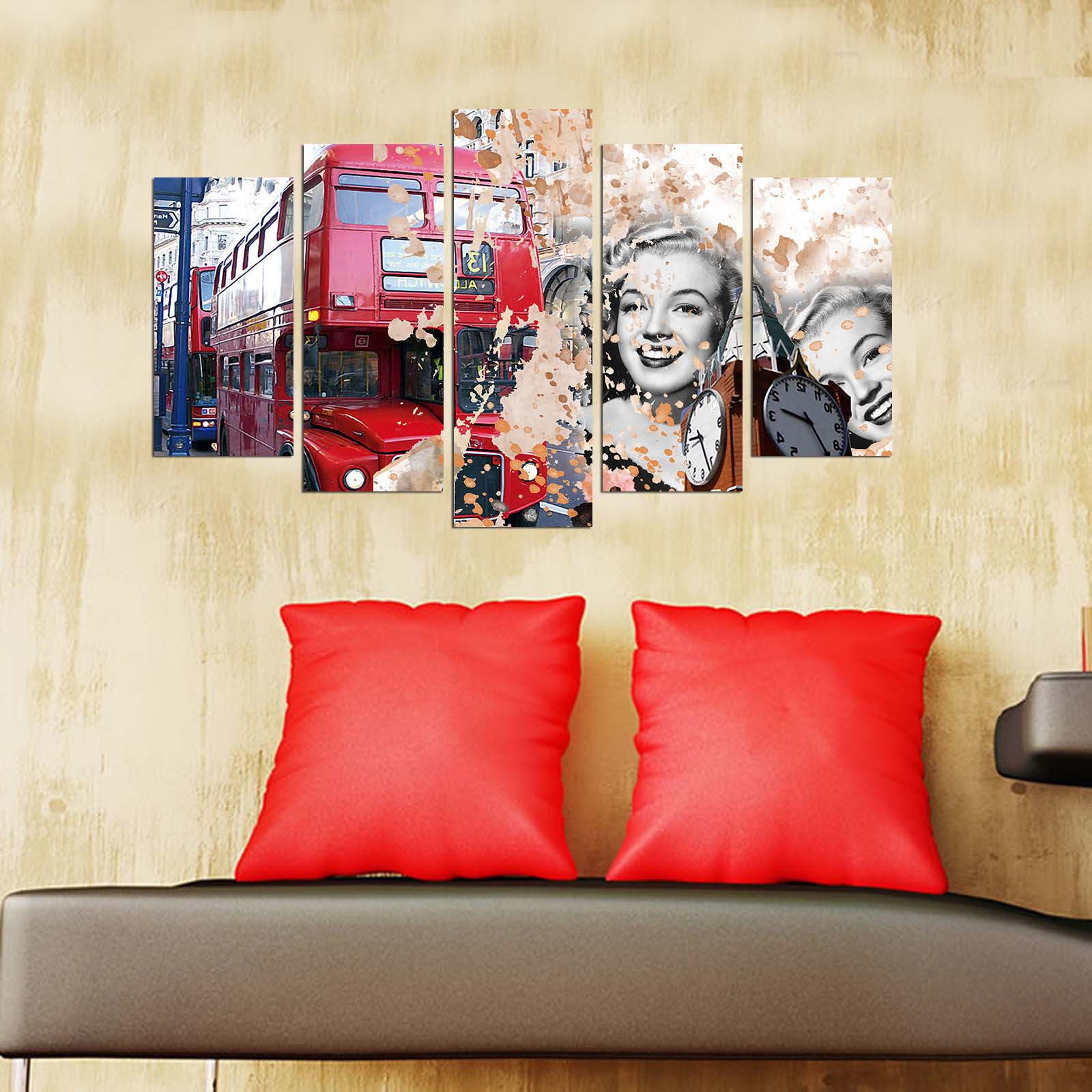 Painel Decorativo em MDF Multicolor (5 Peças) 5PMX-028 – 100% MDF 3 mm, Tamanho Total 110 x 60 cm