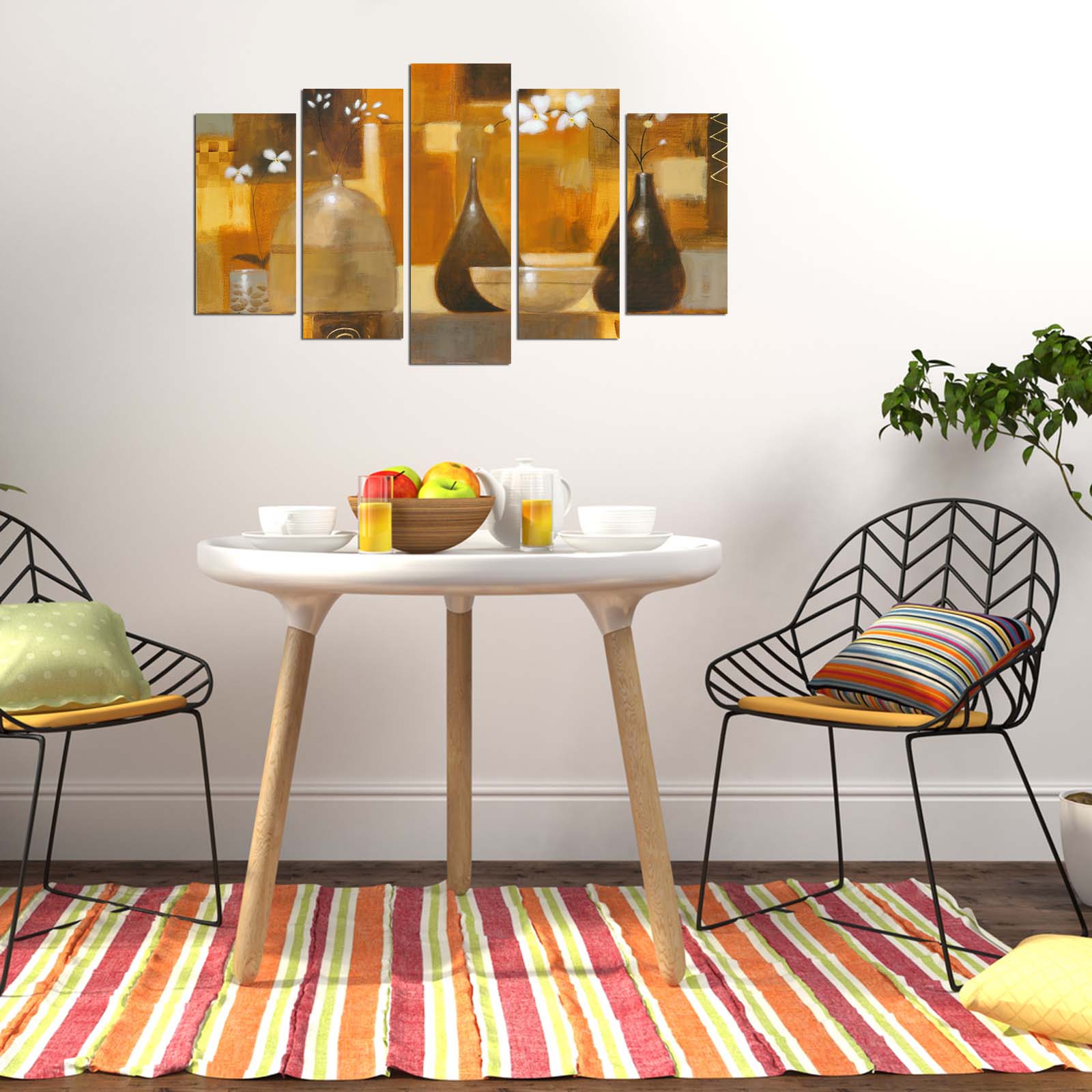Quadro Decorativo em MDF Multicolor (5 Peças) – 110x60 cm, Espessura 3 mm – 5PMX-031