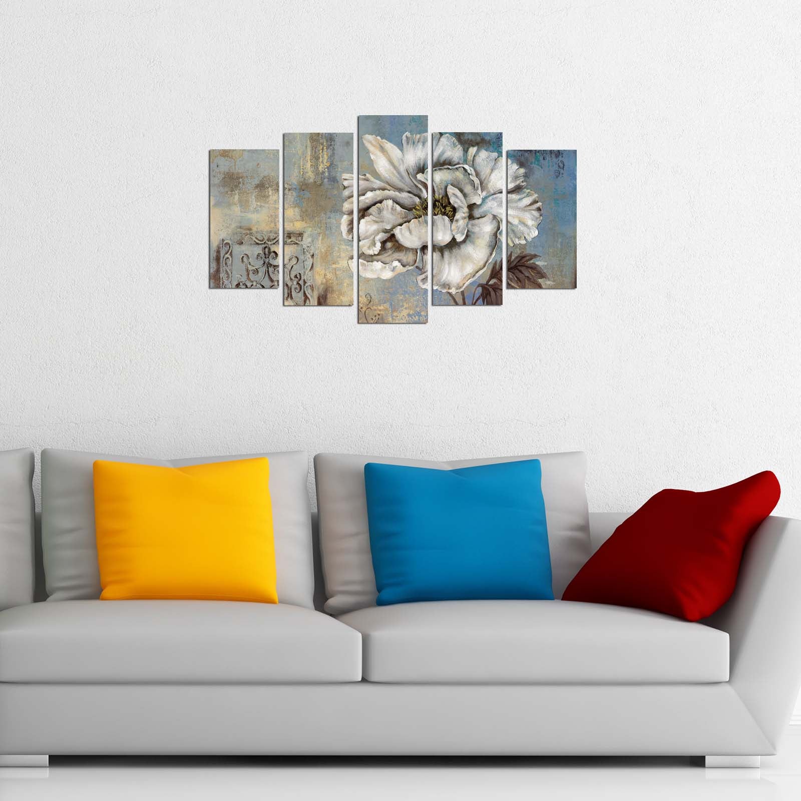 Pinturas Decorativas Elegantes em MDF (5 Peças), 100% MDF, 3 mm de Espessura | Tamanhos: 20x60 cm, 20x50 cm, 20x40 cm | Tamanho Total: 110x60 cm | Perfeito para Decoração de Casa