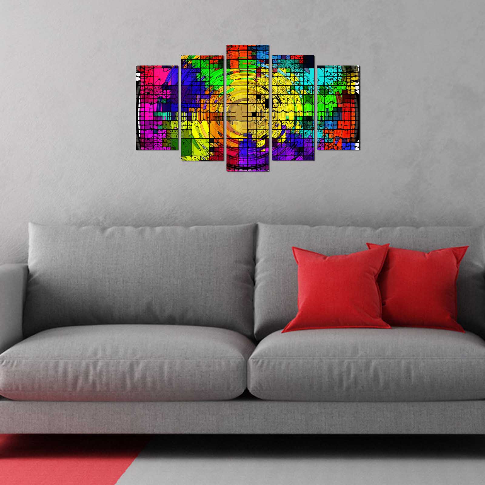 Quadro Decorativo em MDF Multicolor – Conjunto de 5 Peças, 110x60 cm, 3 mm