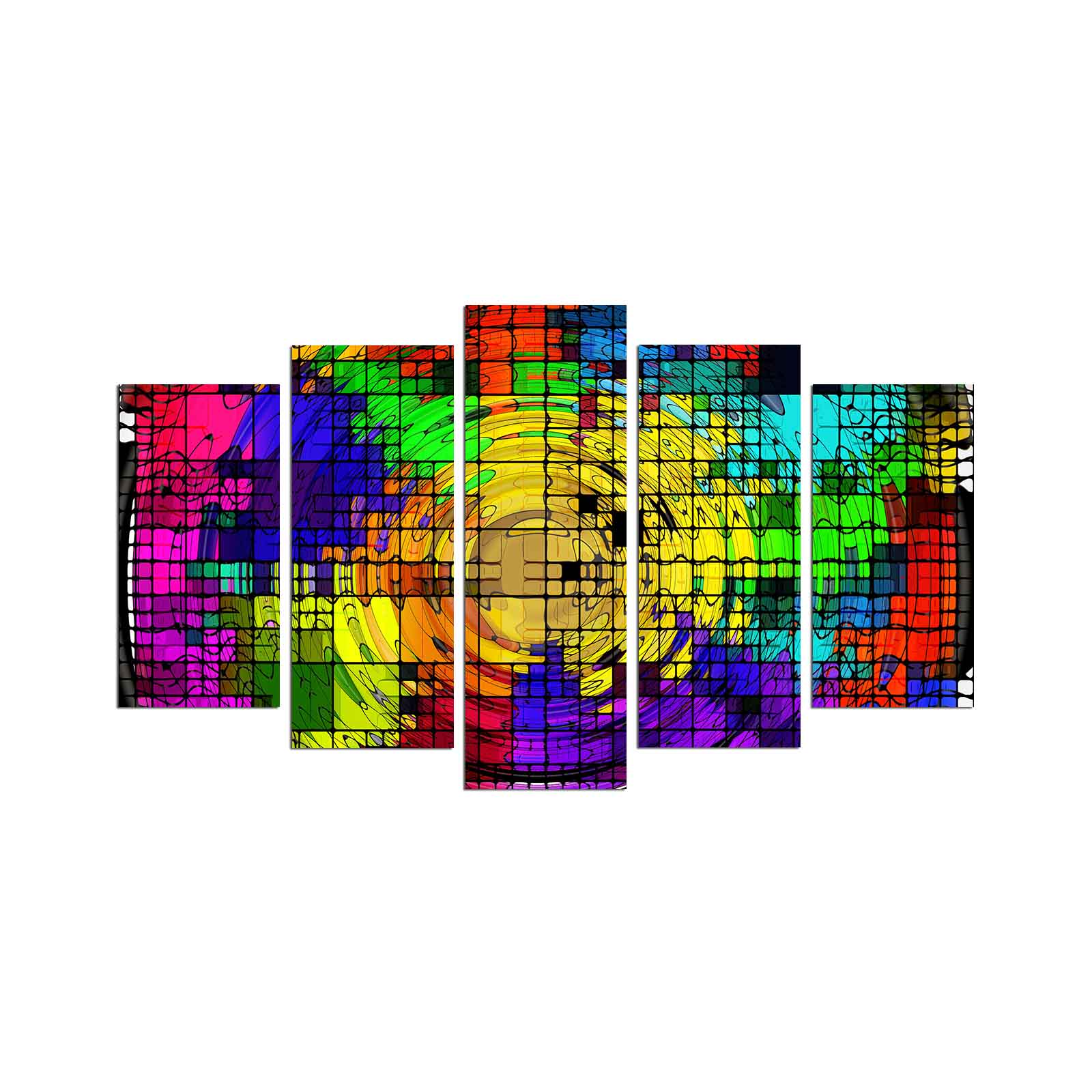 Quadro Decorativo em MDF Multicolor – Conjunto de 5 Peças, 110x60 cm, 3 mm